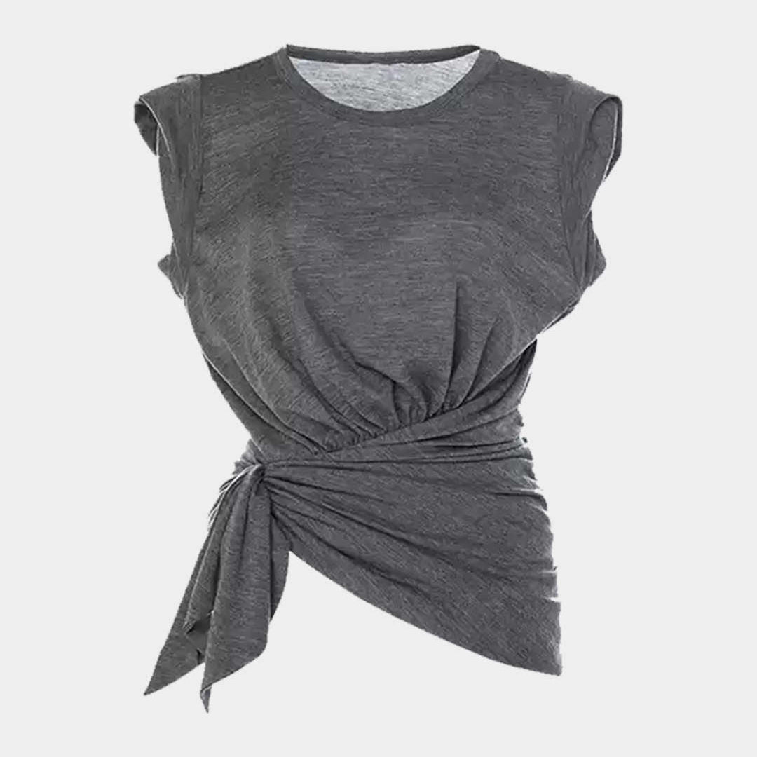 Asimetrik Bağlama Detaylı Ruch Tişört