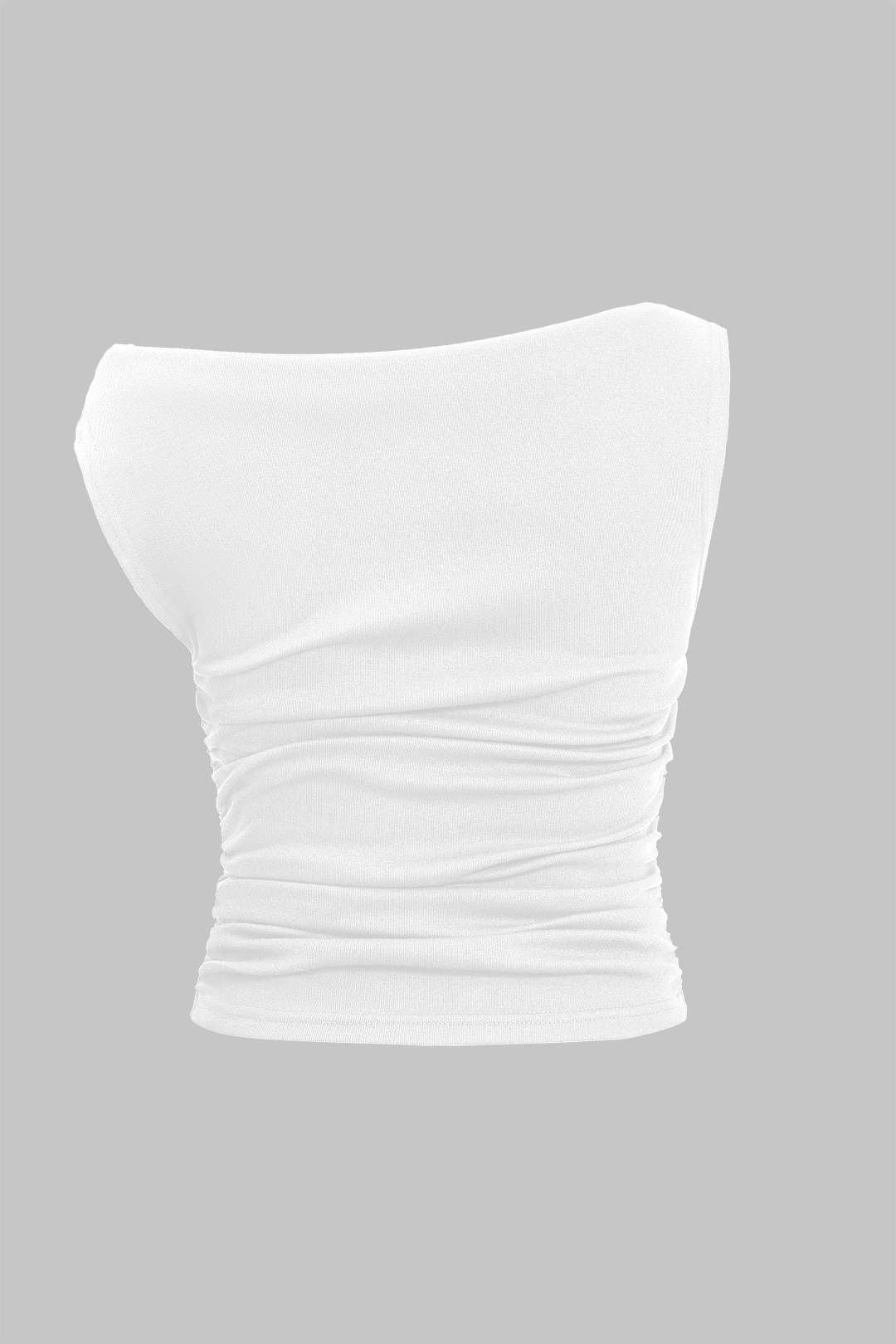 Kıvrımlı Düğüm Tek Omuzlu Kolsuz Bluz