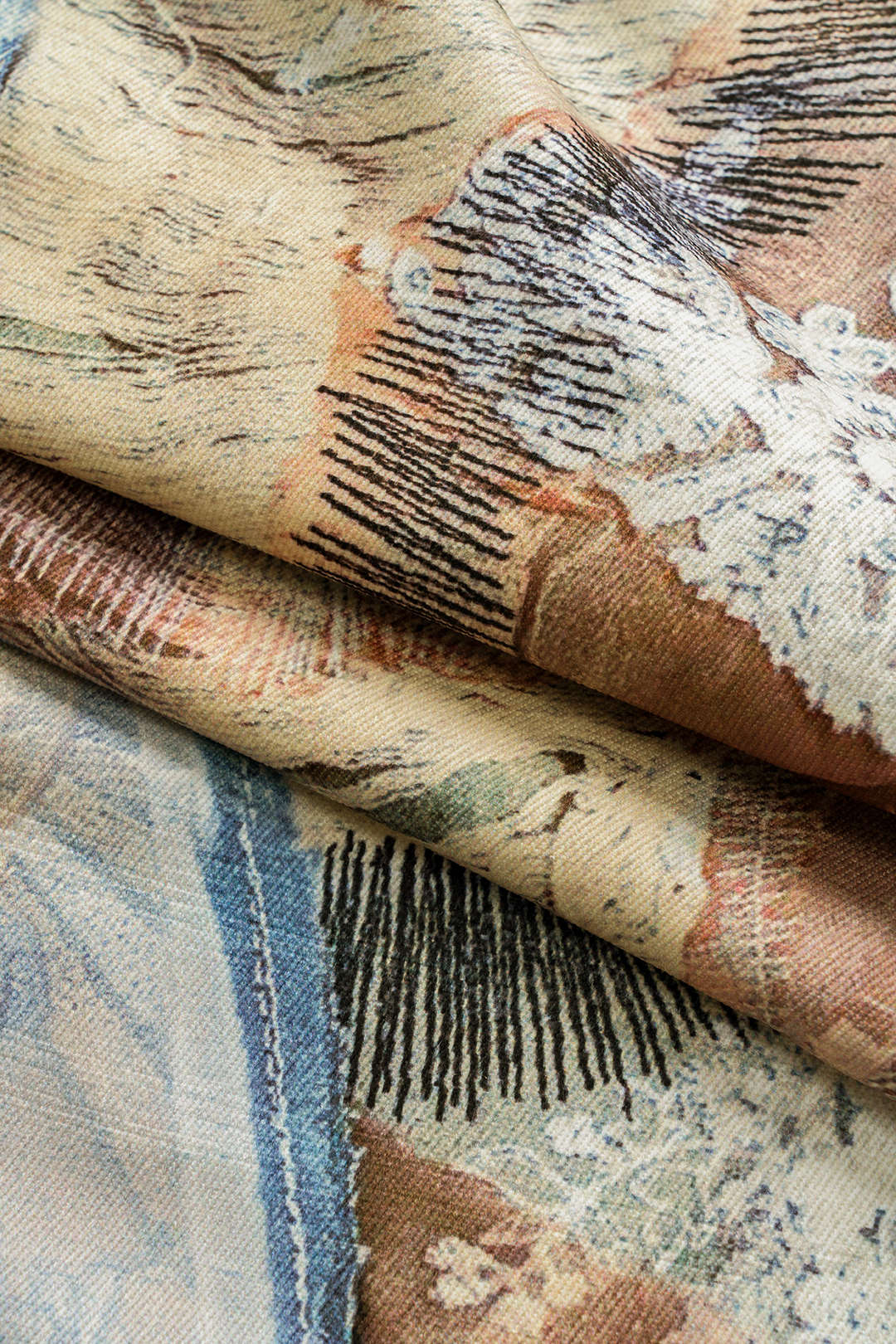 Soyut Baskılı Düğmeli Cep Pantolonları