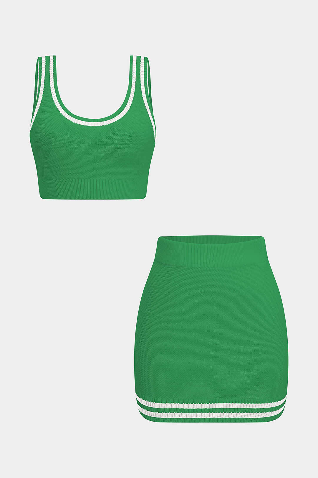 Kontrast Triko Askılı Üst Ve Şort Takımı