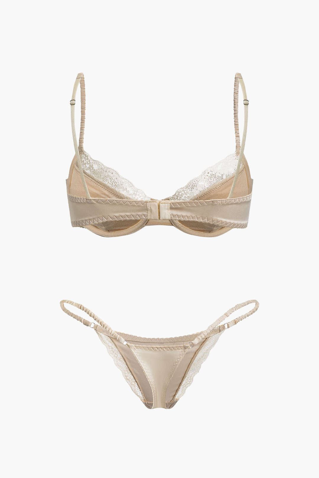 Saten Dantel İşlemeli Büstiyer İki Parçalı İç Giyim Takımı