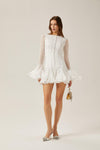 Olyssa Aurora Fırfır Detaylı Beyaz Mini Elbise