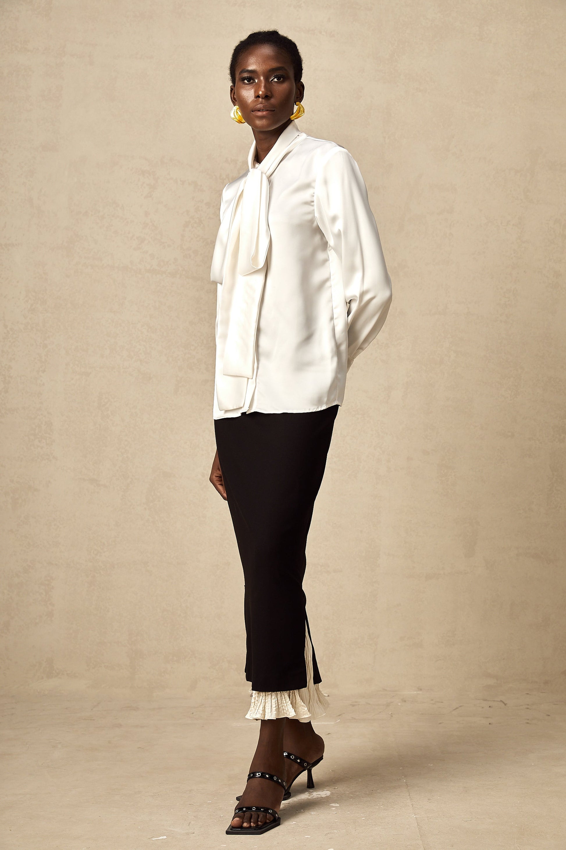 Héloïse Renk Bloklu Panelli Midi Etek