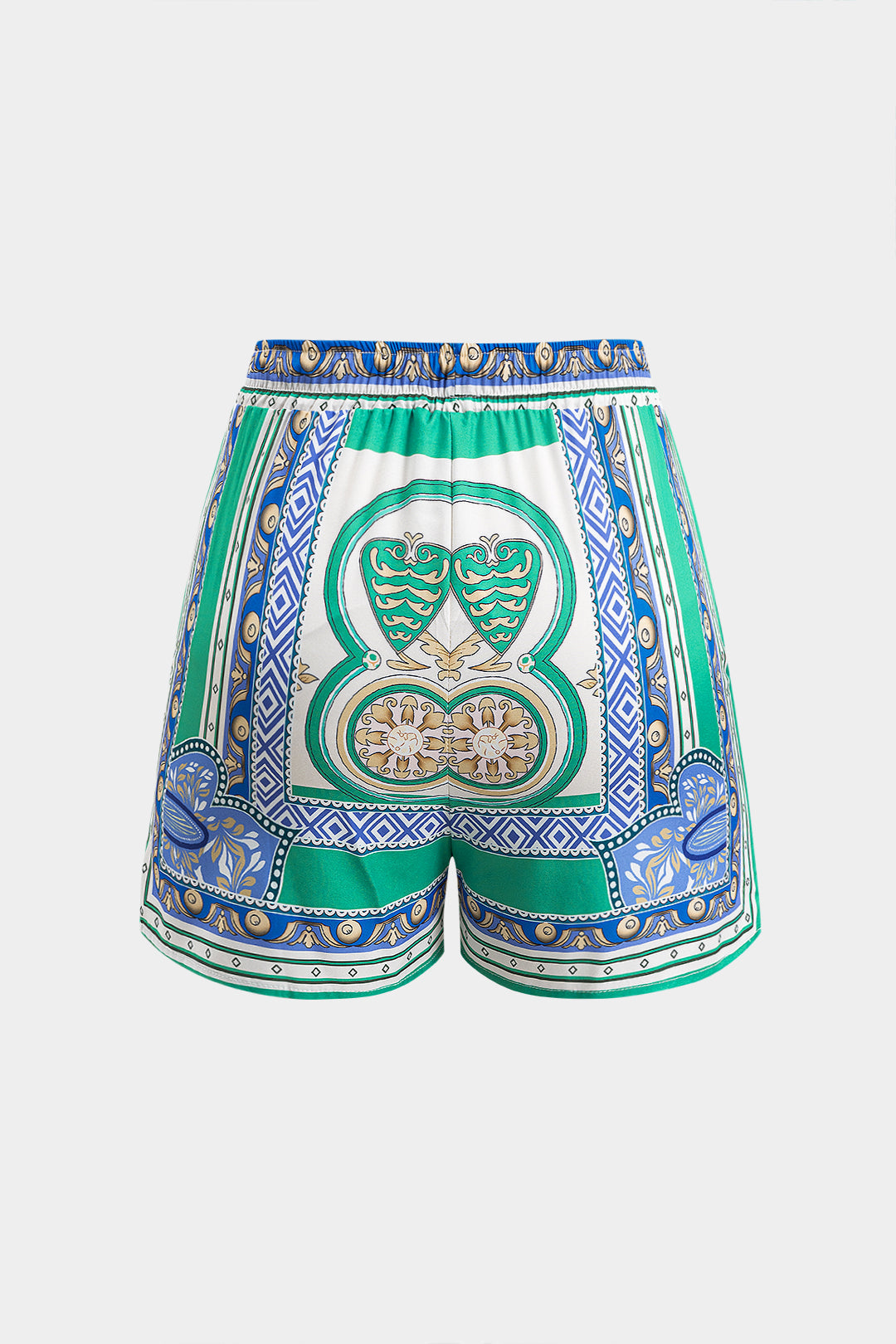 Bohem Desenli Bağlamalı Gömlek ve Şort Seti