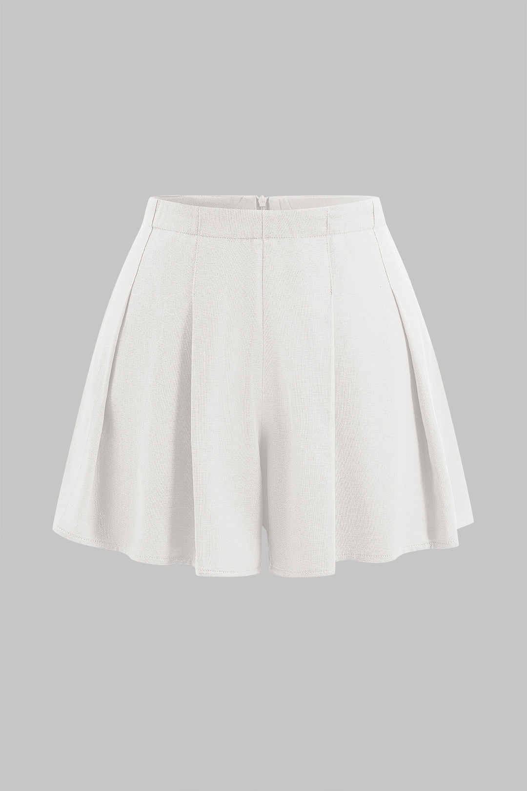 Keten Plise Fermuarlı Şort