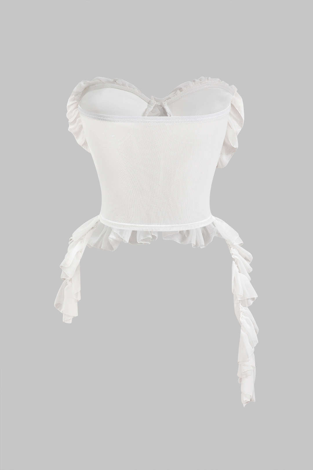 Şifon Saten Volanlı Korse Tube Bluz