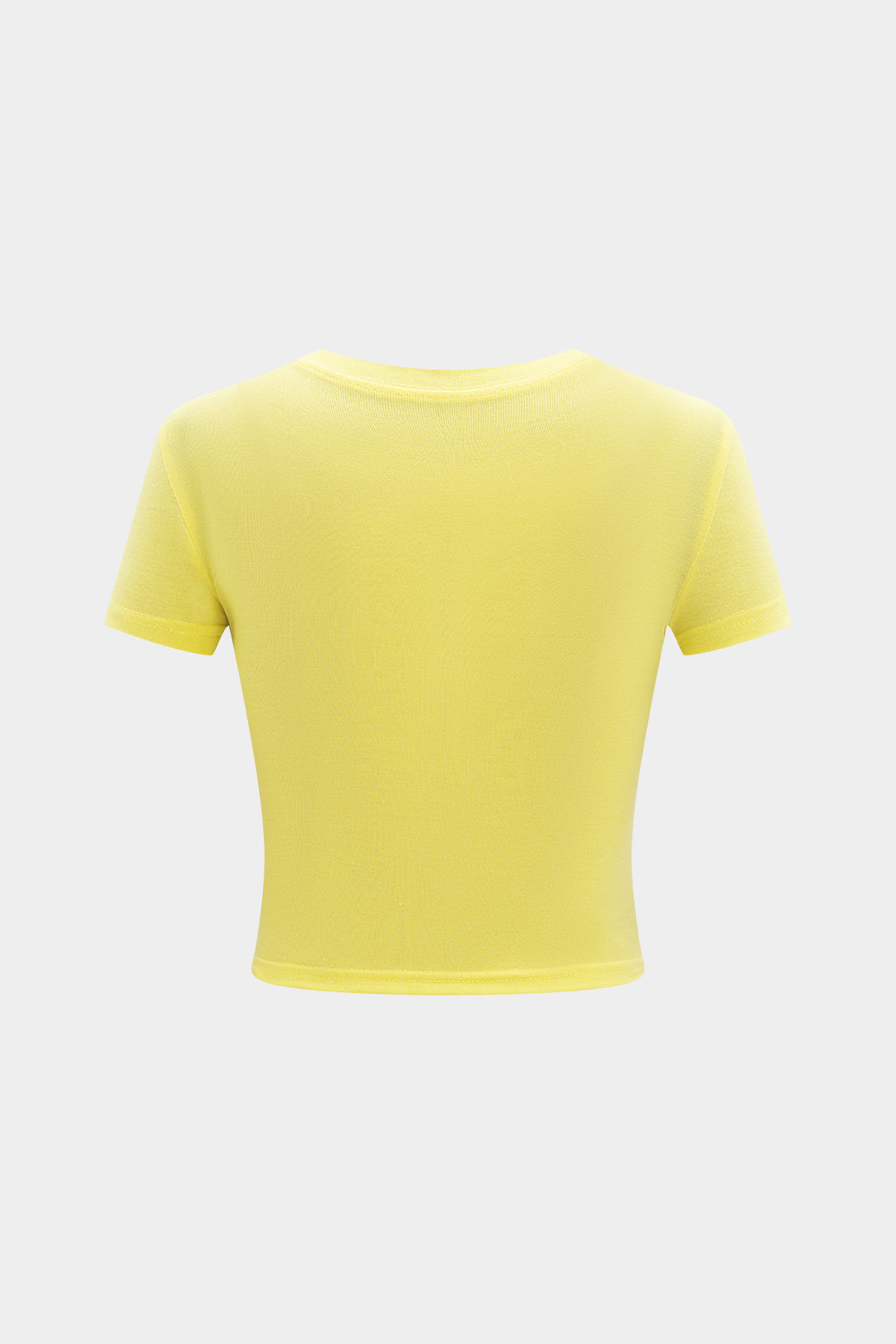 Çiçekli Kontrast Baskılı Yuvarlak Yaka Kısa Kollu Tişört