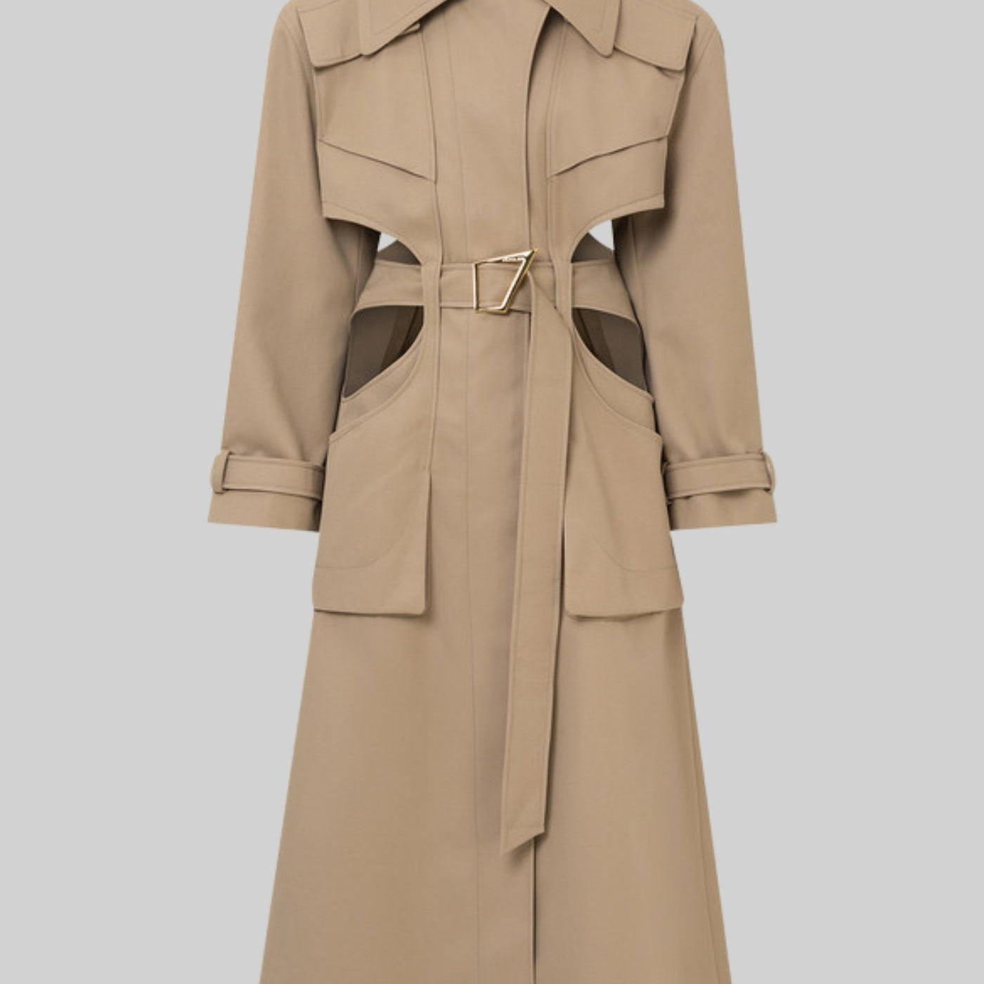 Bej Cut-Out Trenç Kaban