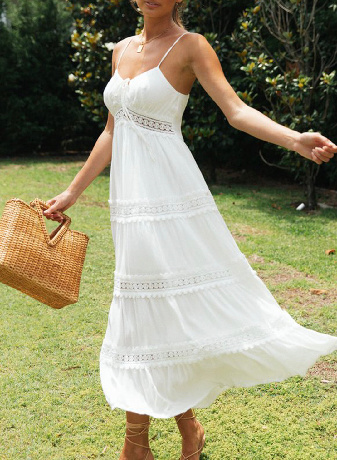 Olyssa Dantel Detaylı Askılı Elbise