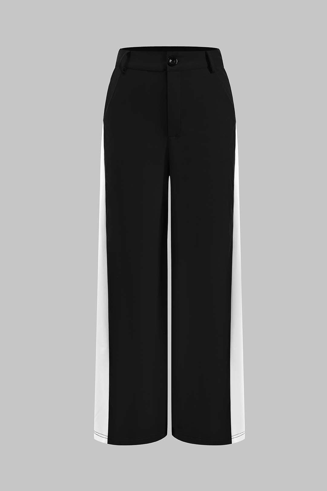 Patchwork Düğme Bağlama Sıfır Kol Bluz Ve Fermuarlı Cepli Pantolon Seti