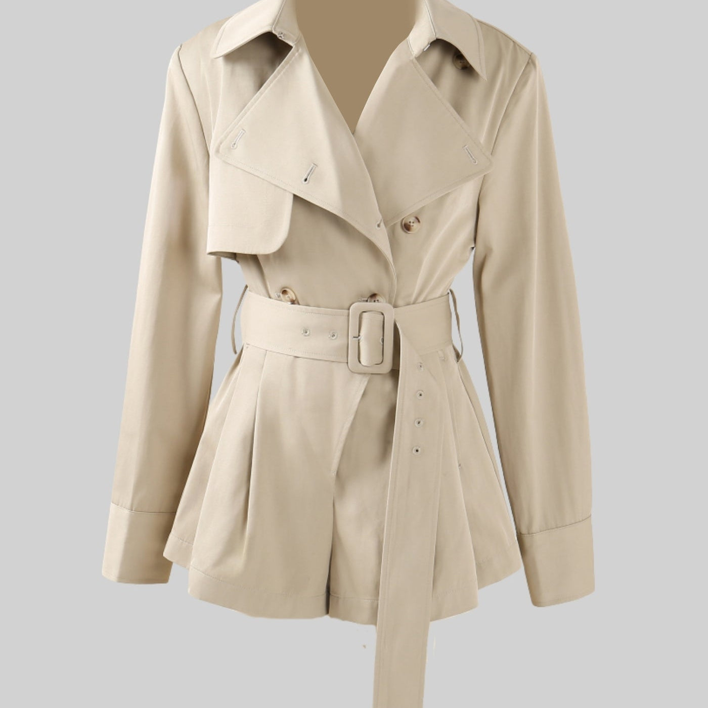 Beli Kuşaklı Kısa Trenç Ceket