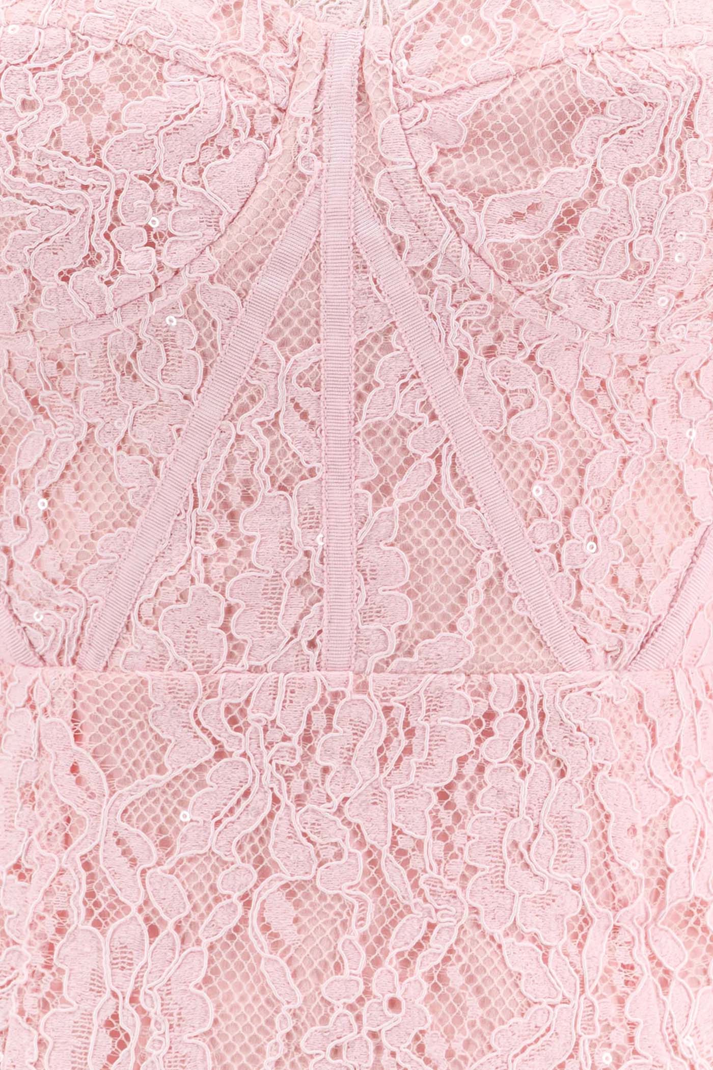 Olyssa Eşleşen Bel Kemerli Zarif Uzun Kollu Dantel Elbise