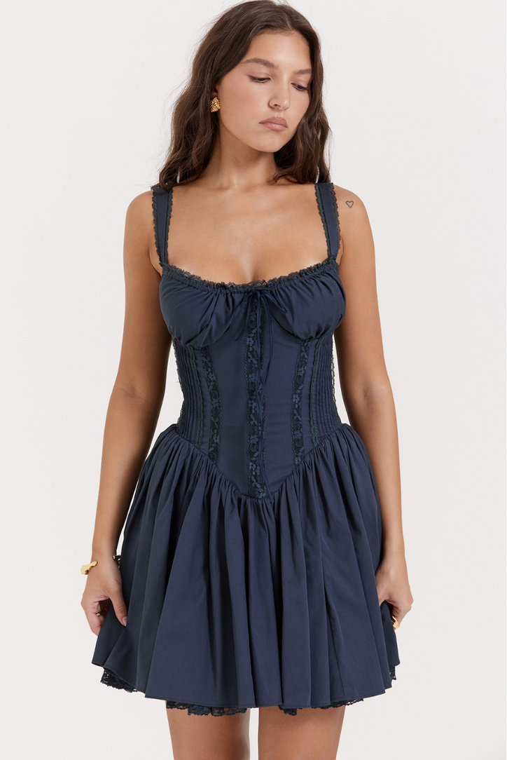 Olyssa Cherrie Mini Elbise - Lacivert