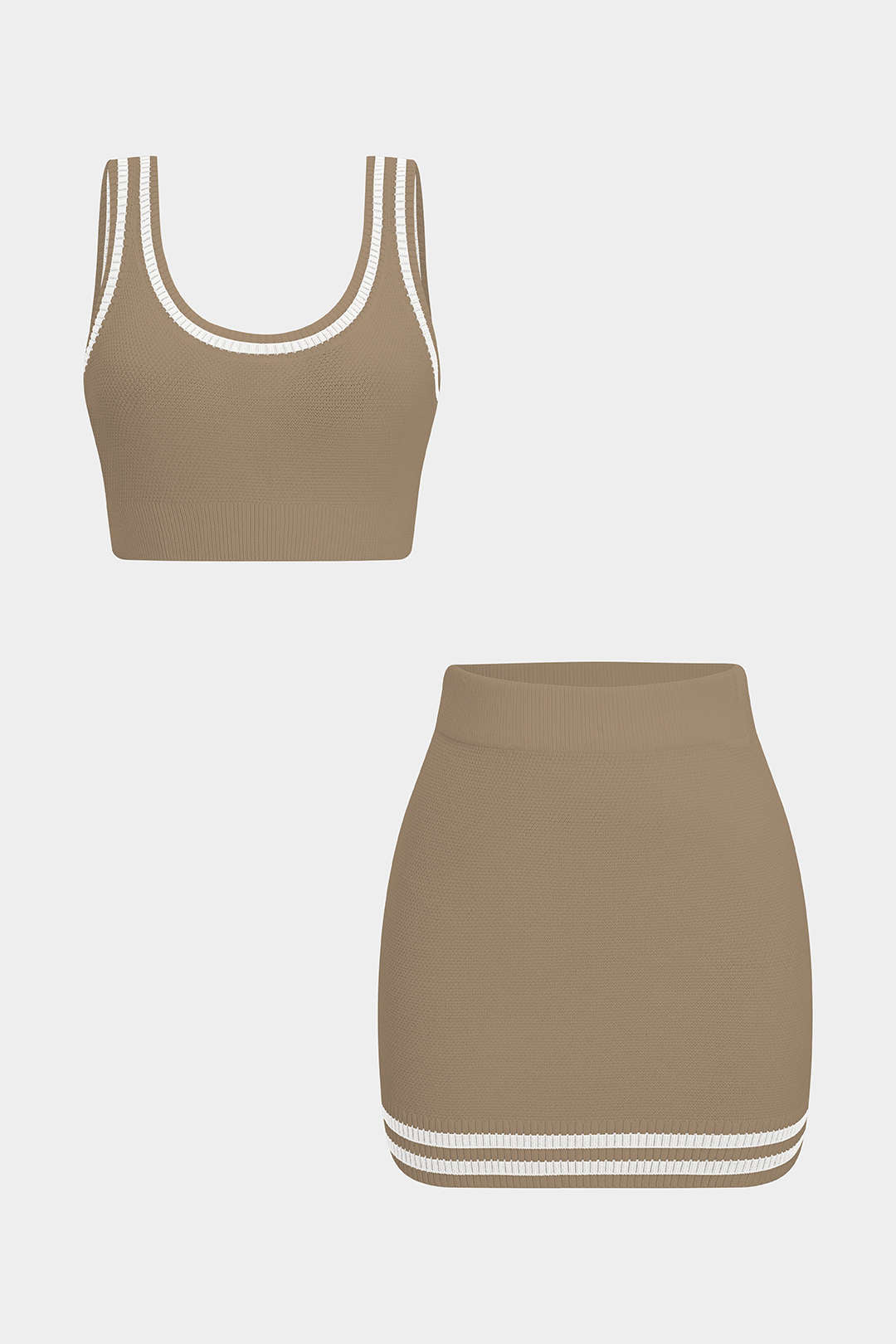 Kontrast Triko Askılı Üst Ve Şort Takımı