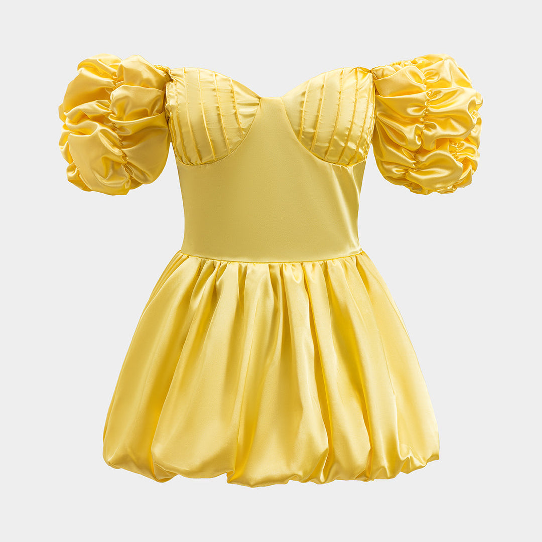 Ruched Kısa Kollu Fermuarlı Bustier Mini Elbise