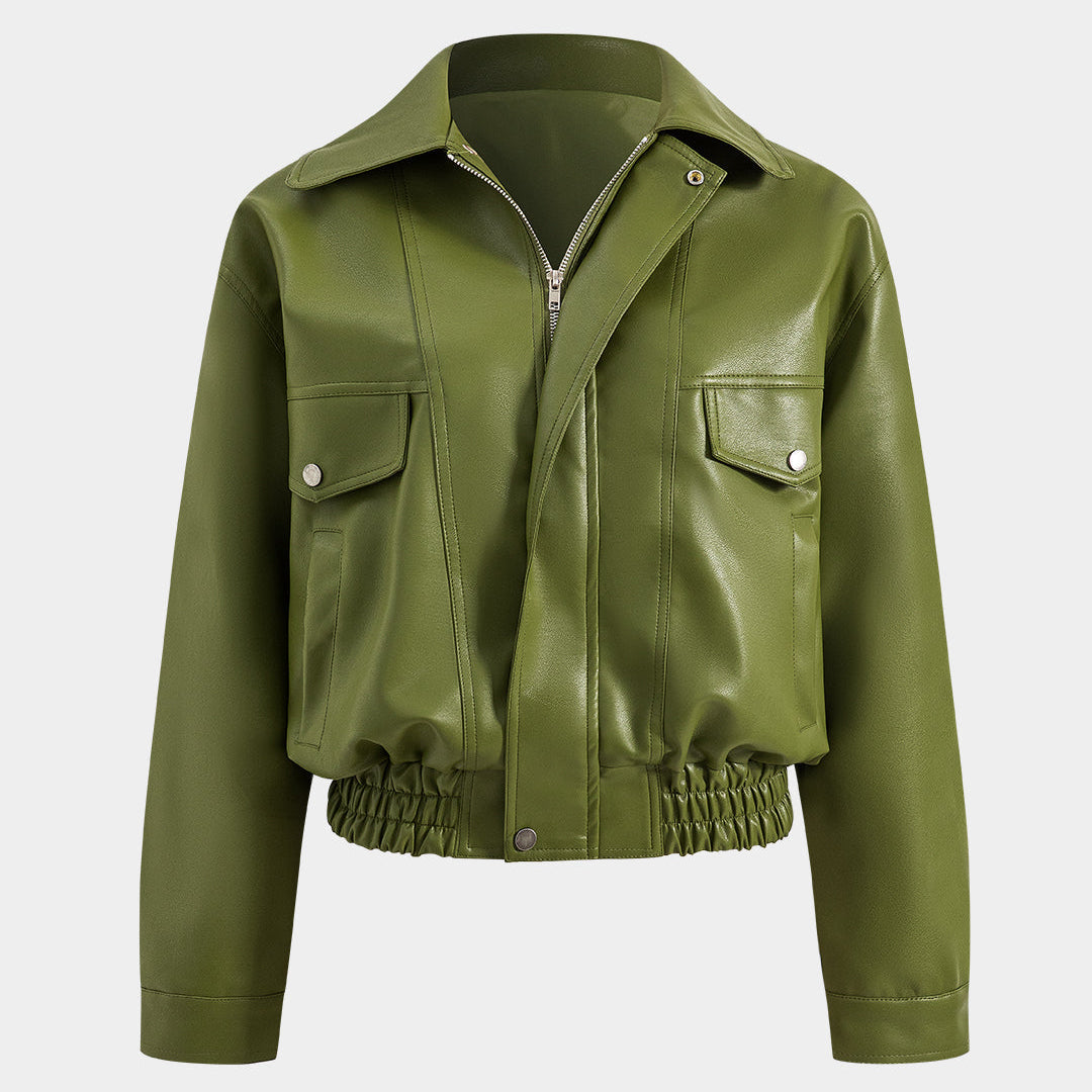Faux Leather Pocket Ceket