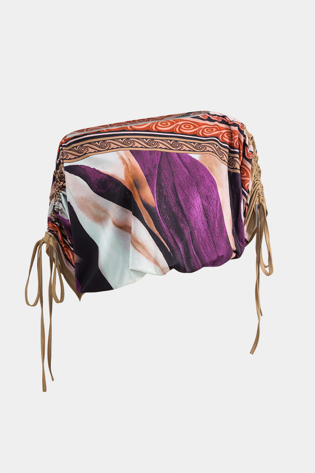 Soyut Çiçek Desenli Uzun Kollu Bluz ve Midi Etek Takımı