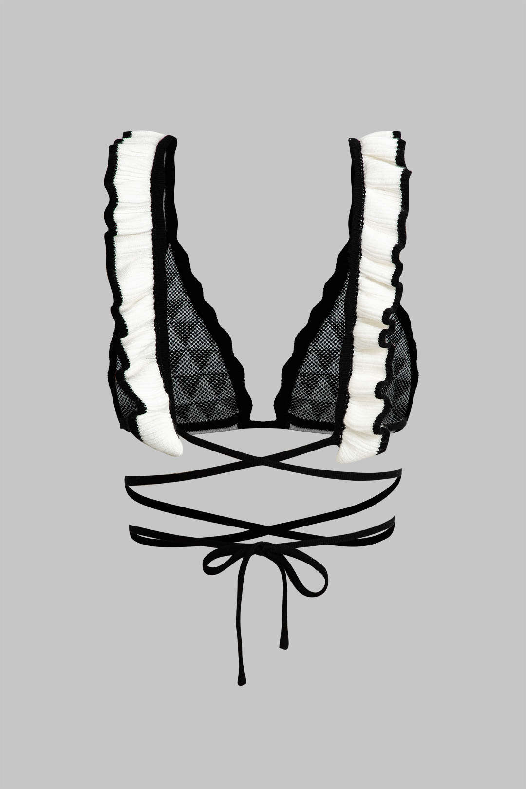 Çizgili Korse Sütyen Üstü ve Katmanlı Ruffle Örgü Midi Etek Seti