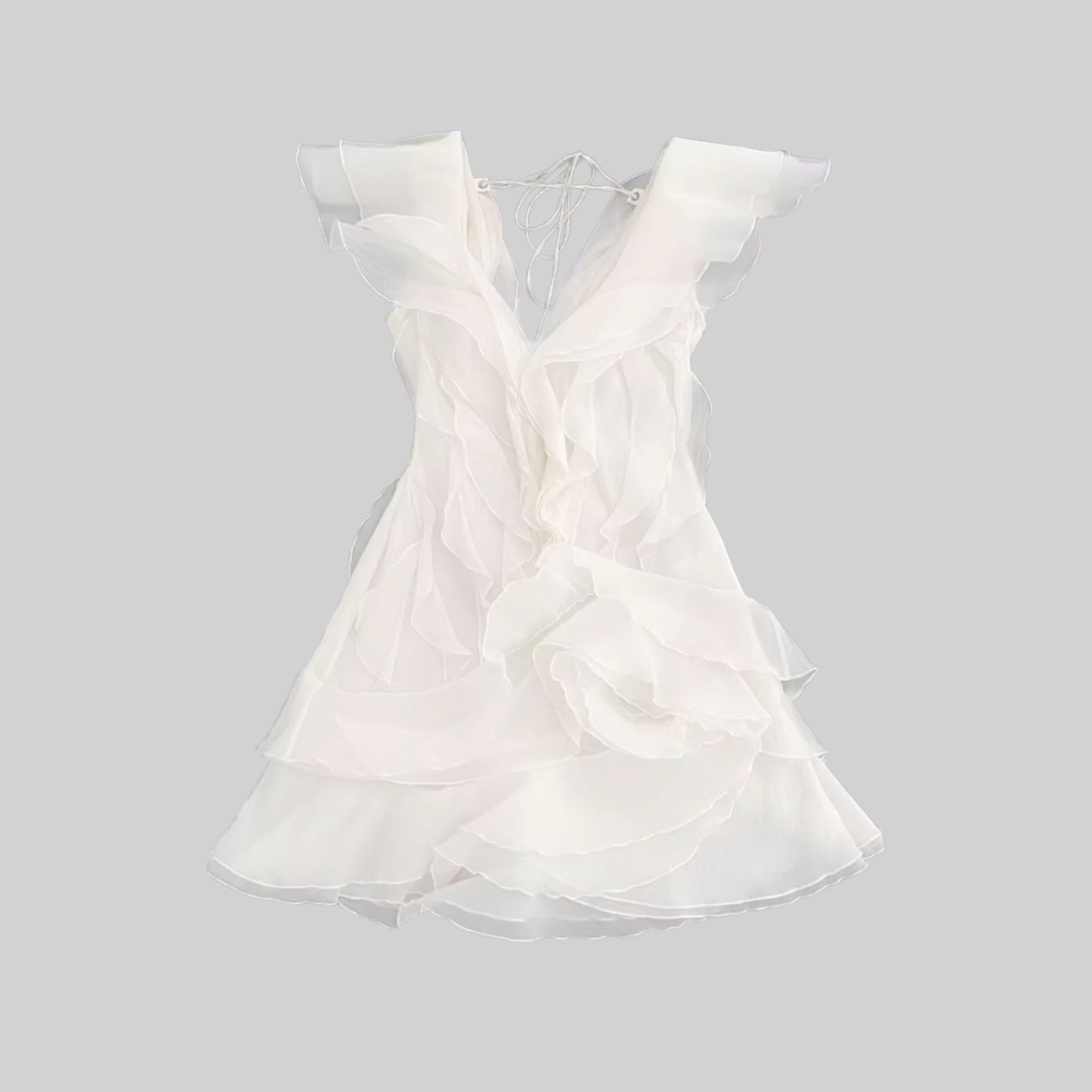 Olyssa Fırfırlı Tasarımlı Kat Kat Şeffaf Mini Elbise