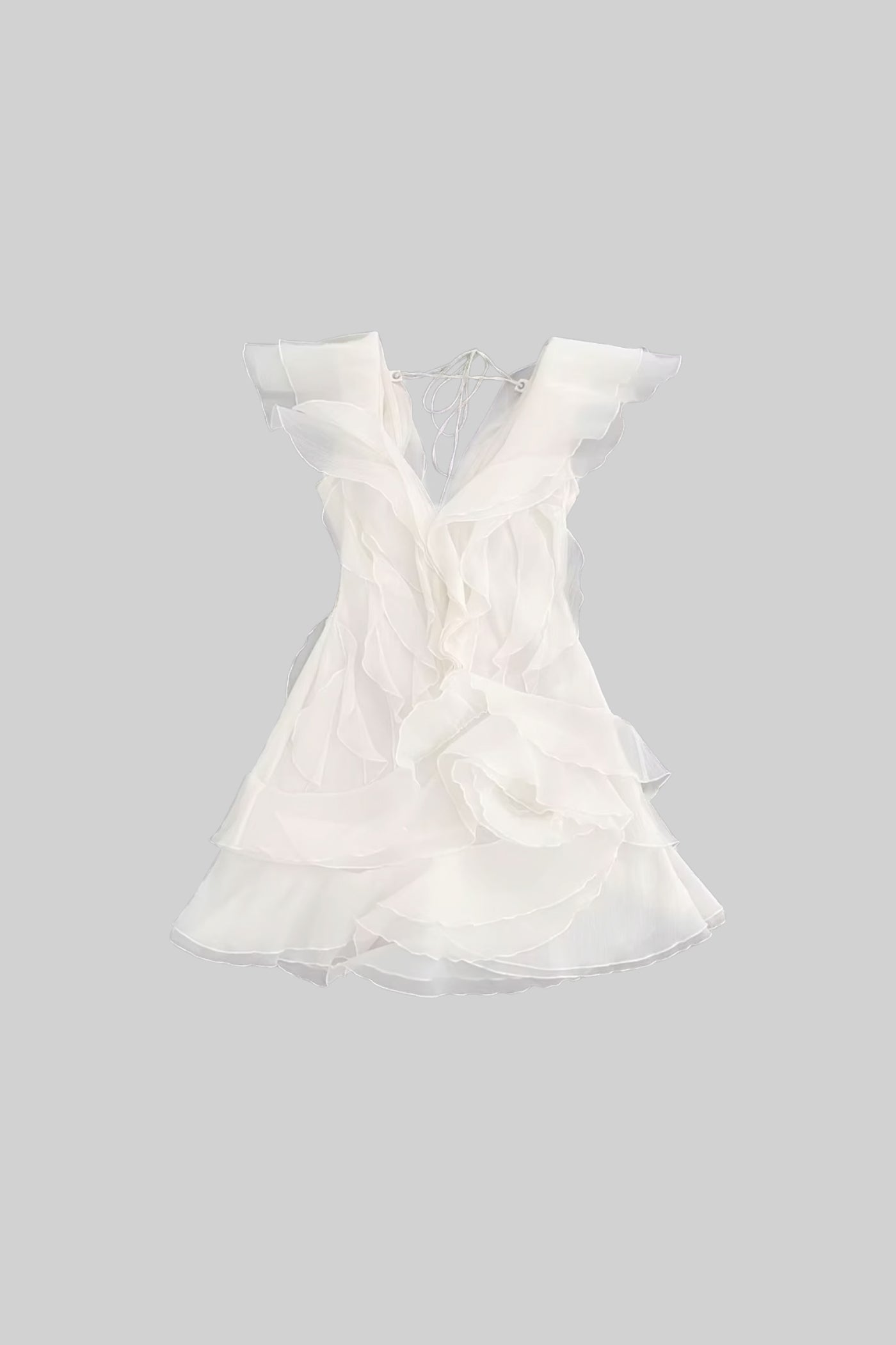 Olyssa Fırfırlı Tasarımlı Kat Kat Şeffaf Mini Elbise