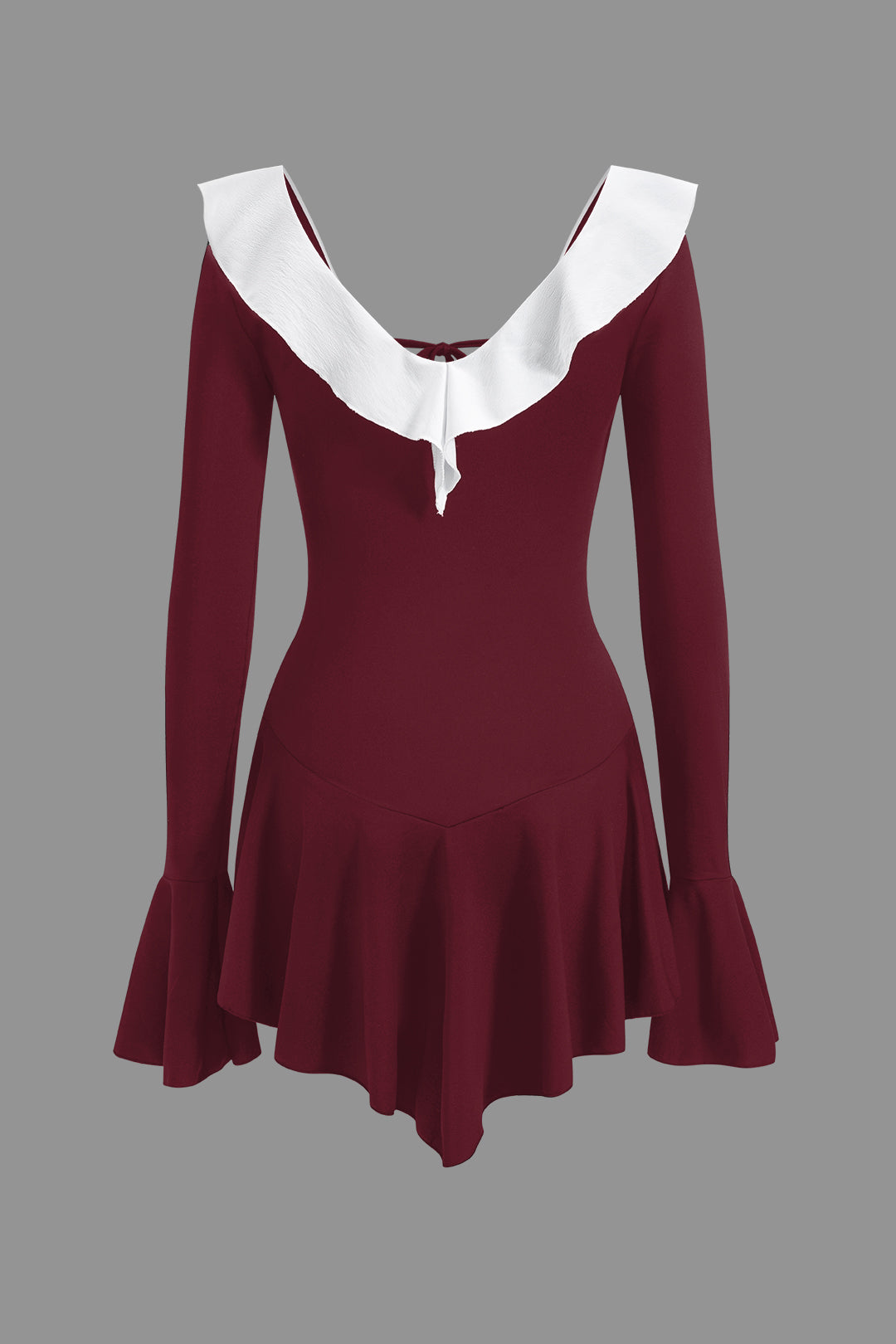 Olyssa Kontrast Fırfır Yaka Mini Elbise