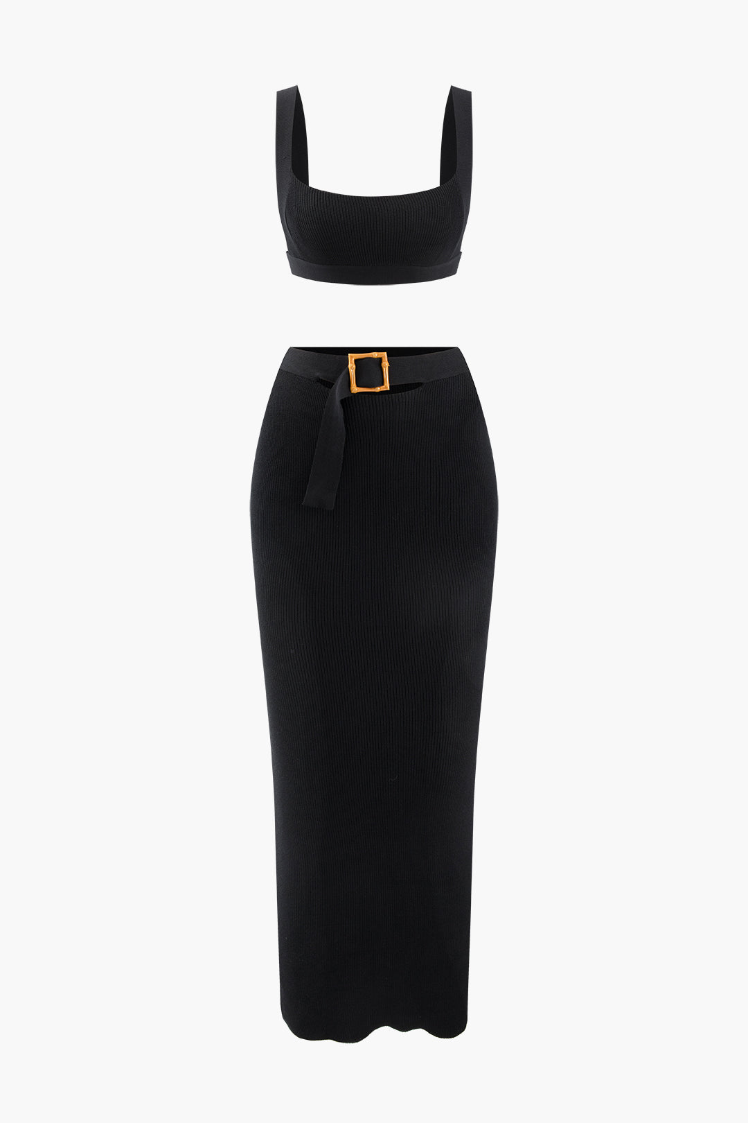 Olyssa Kısa Tank Top Ve Tokalı Midi Etek Seti