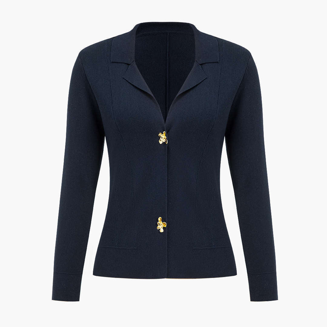 Sweater Button V-Neck Long-Sleeve Hırka