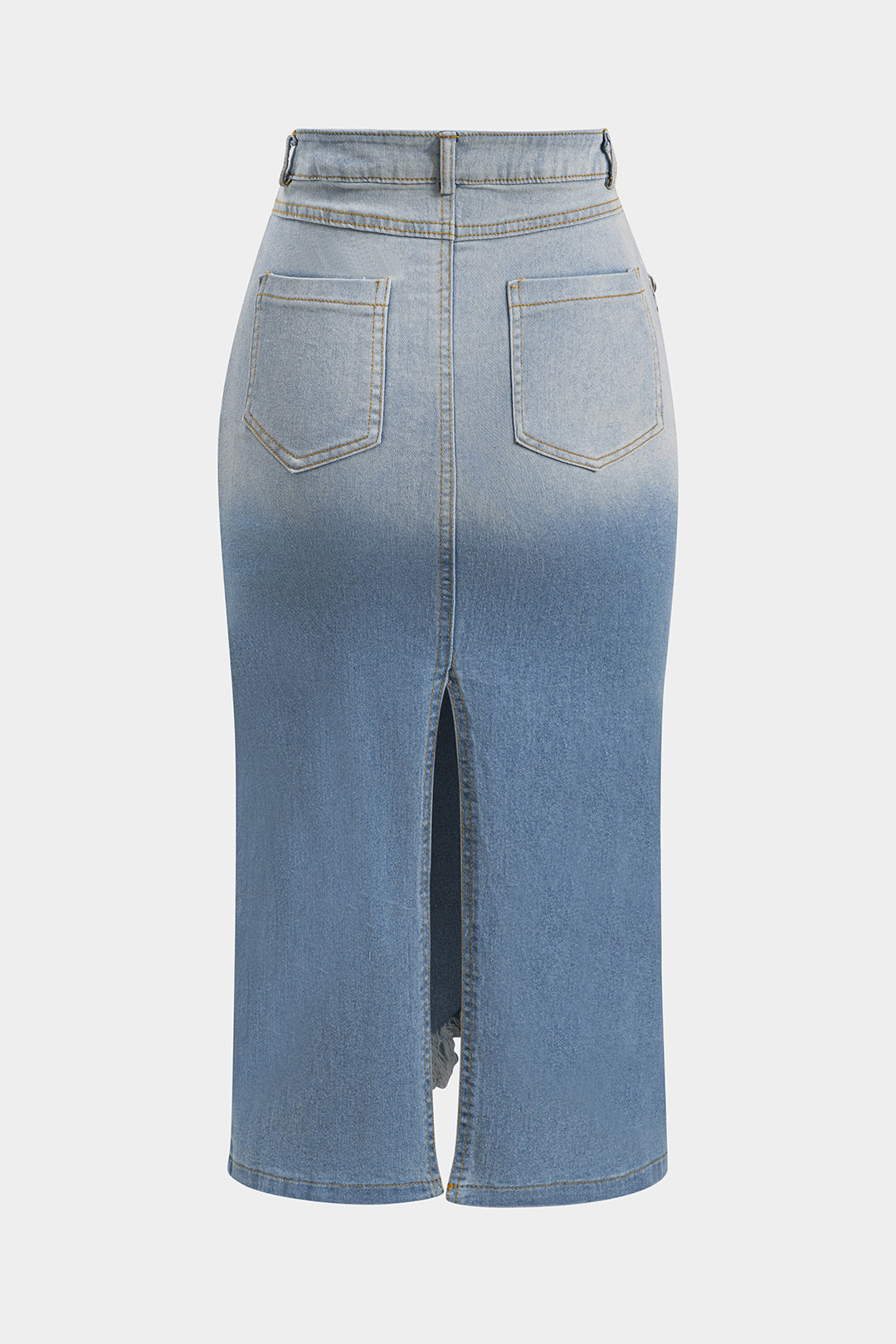 Büzgülü Tek Omuz Asimetrik Çekme Üst ve Denim Yıkanmış Düğme Cepli Yarık Etek Seti