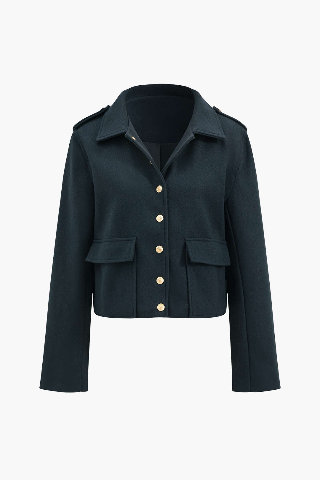 Button Pocket Long Sleeve Ceket