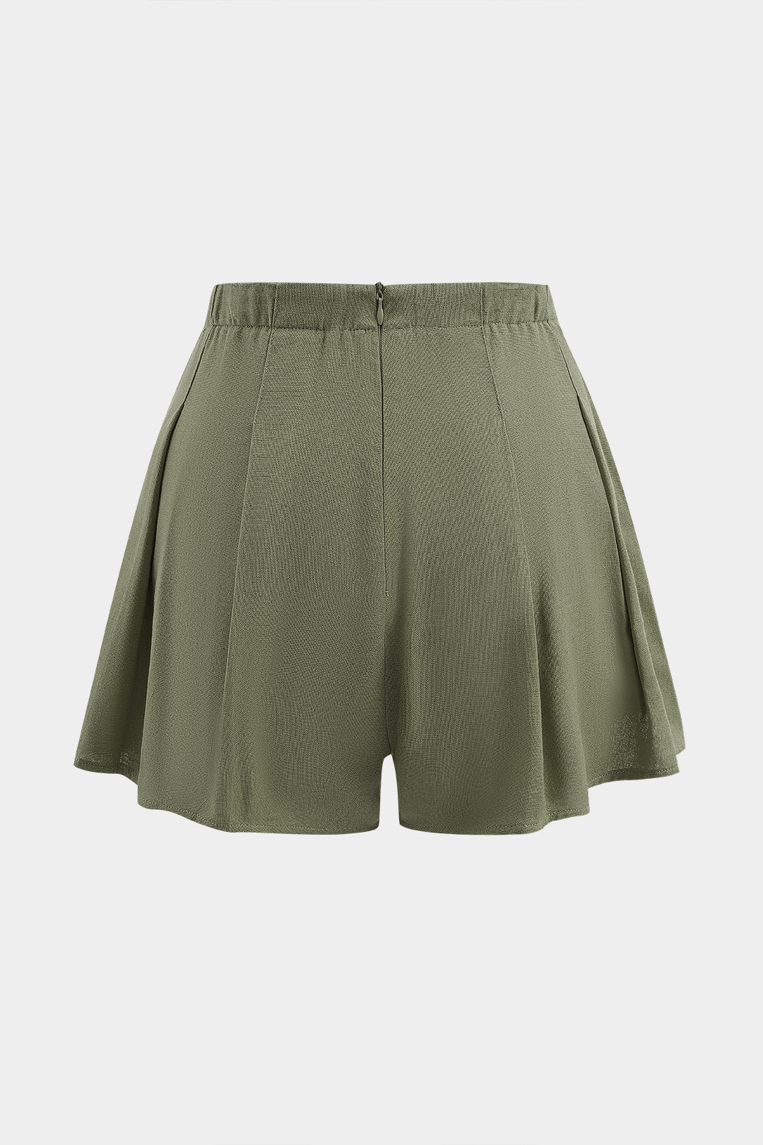 Keten Plise Fermuarlı Şort