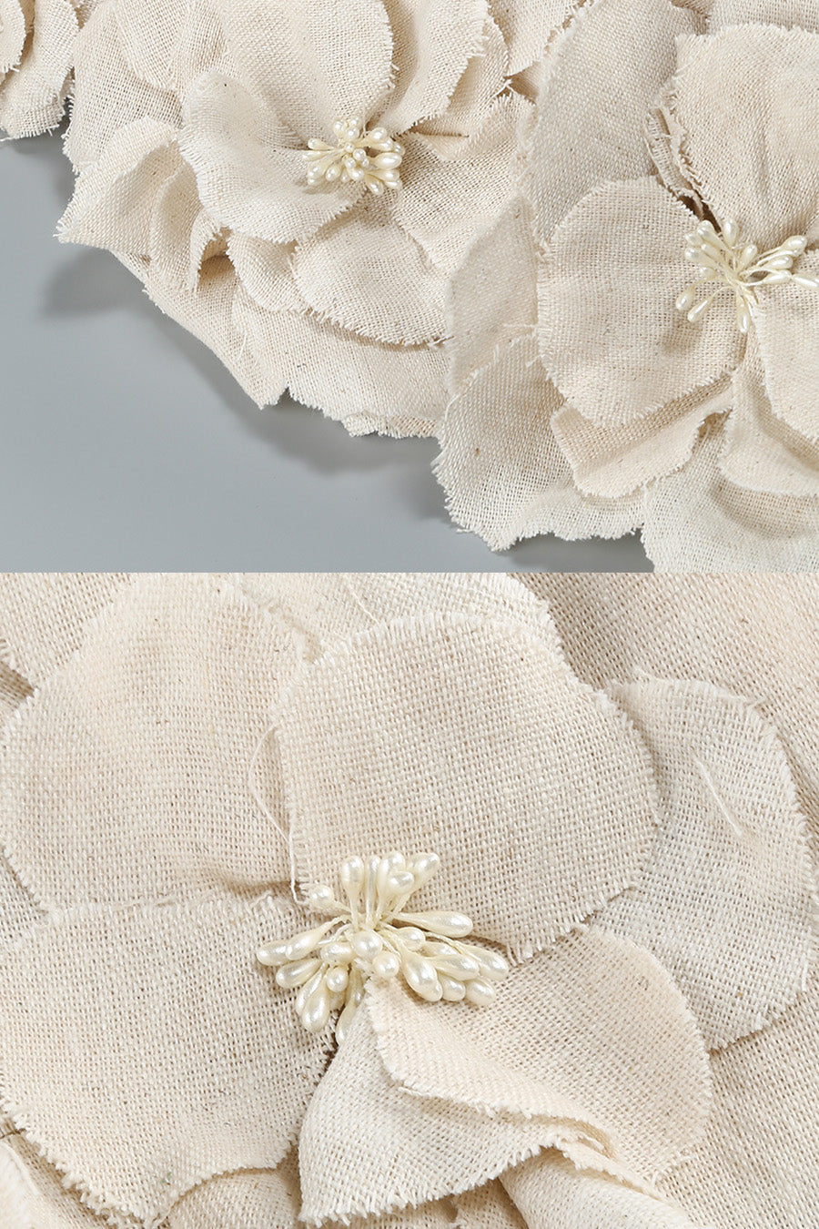 Olyssa 3D Çiçek Aplikeli Büstiyer Elbise - Ivoire