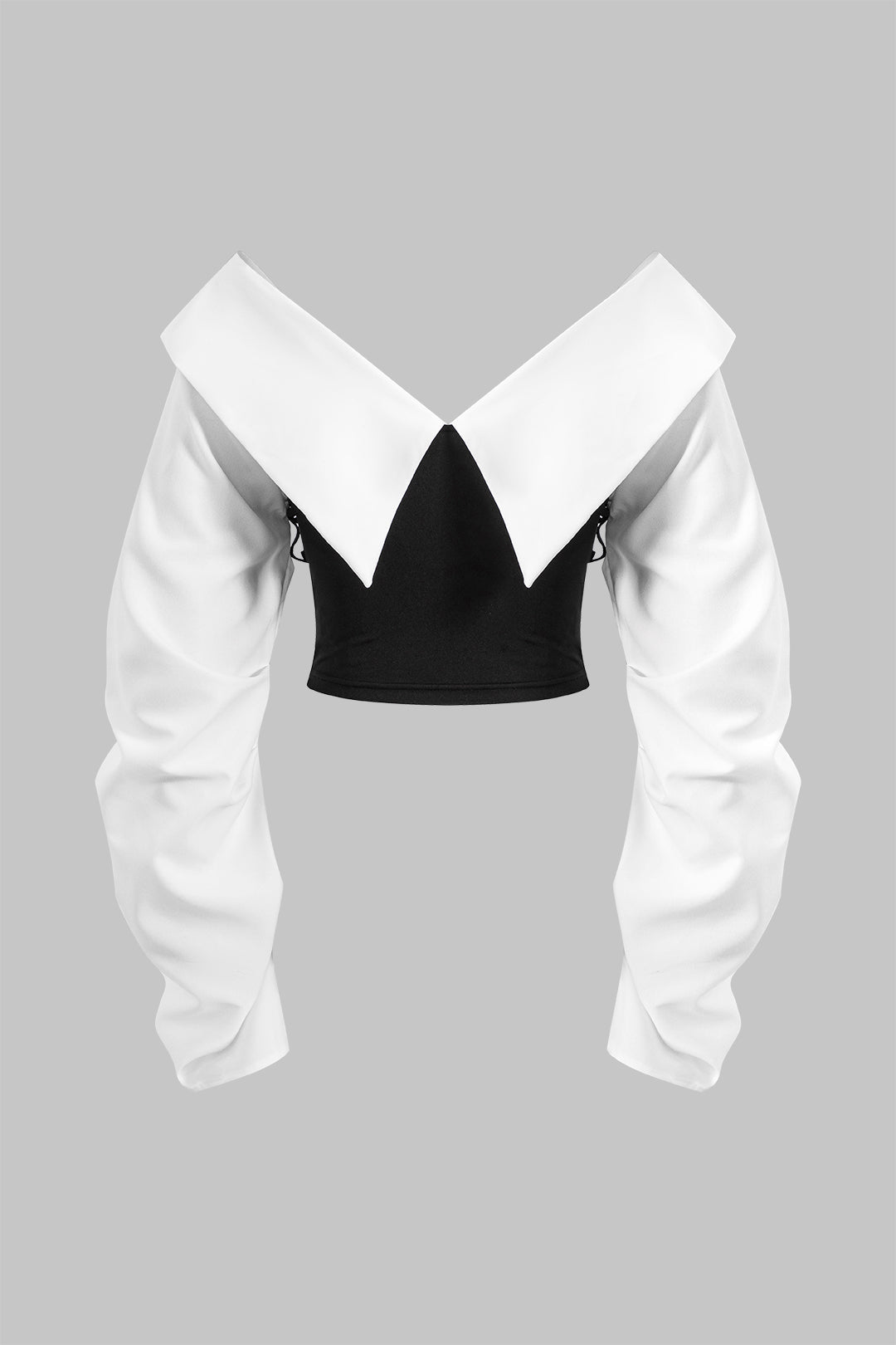 Kruvaze V Yaka Patchwork Uzun Kol Bluz