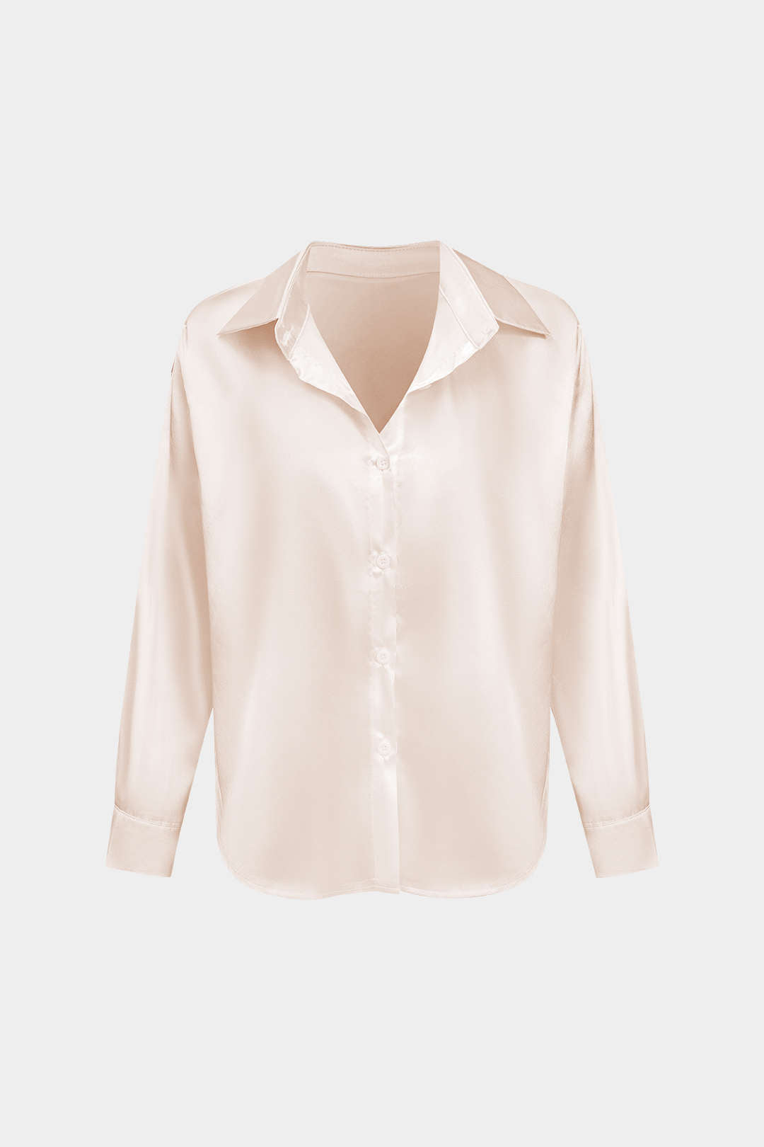 Basic Düz Saten Uzun Kollu Gömlek