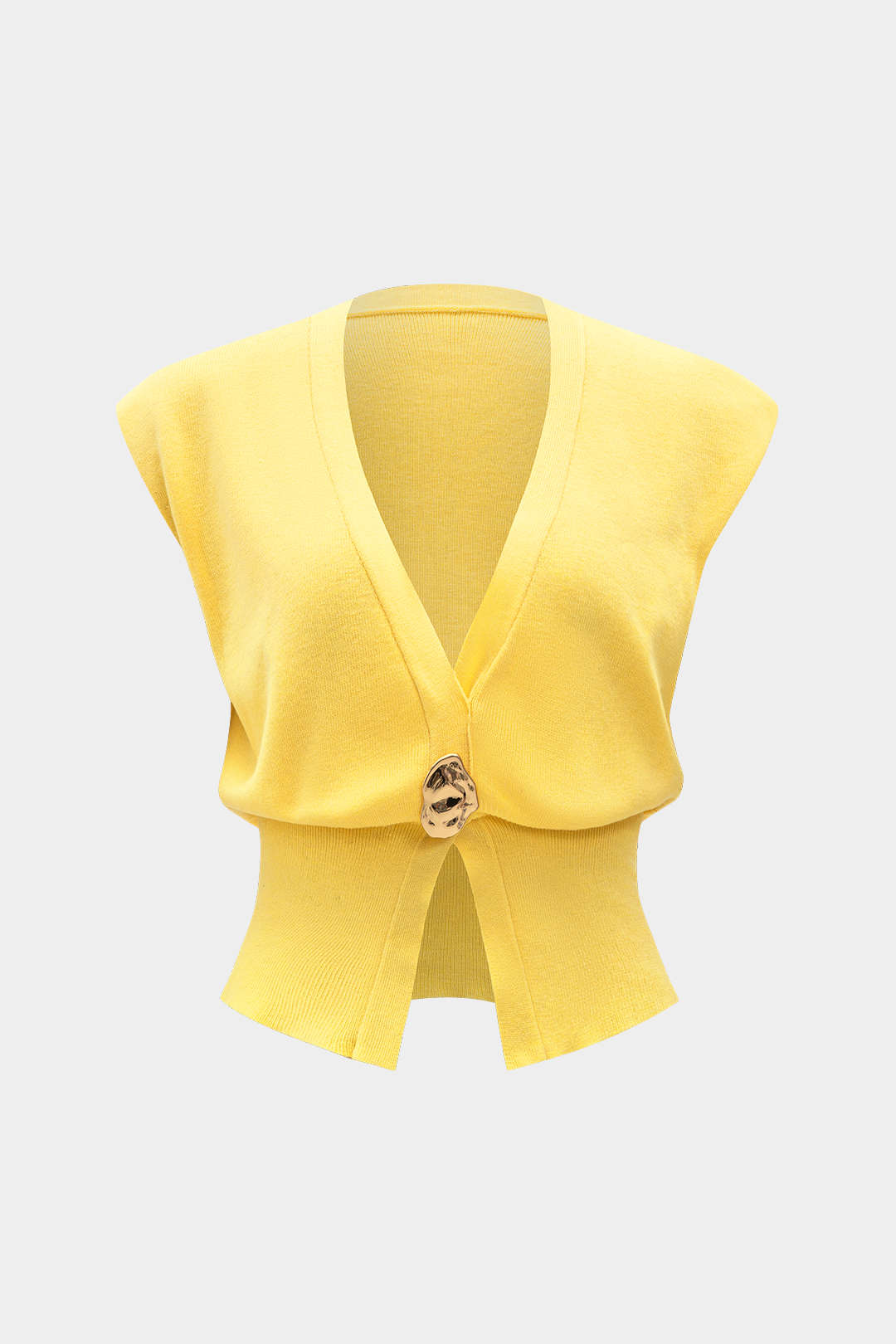 Triko Düğmeli Kolsuz Bluz