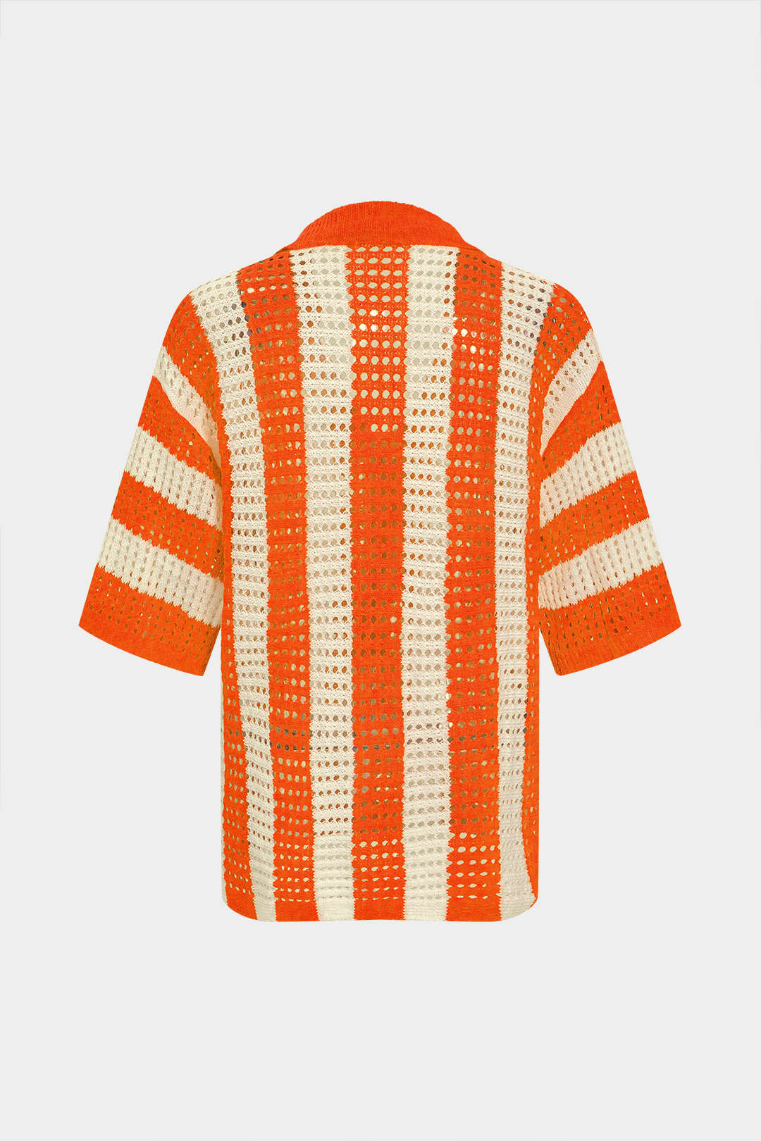 Çizgili Triko Delikli Şort Takımı