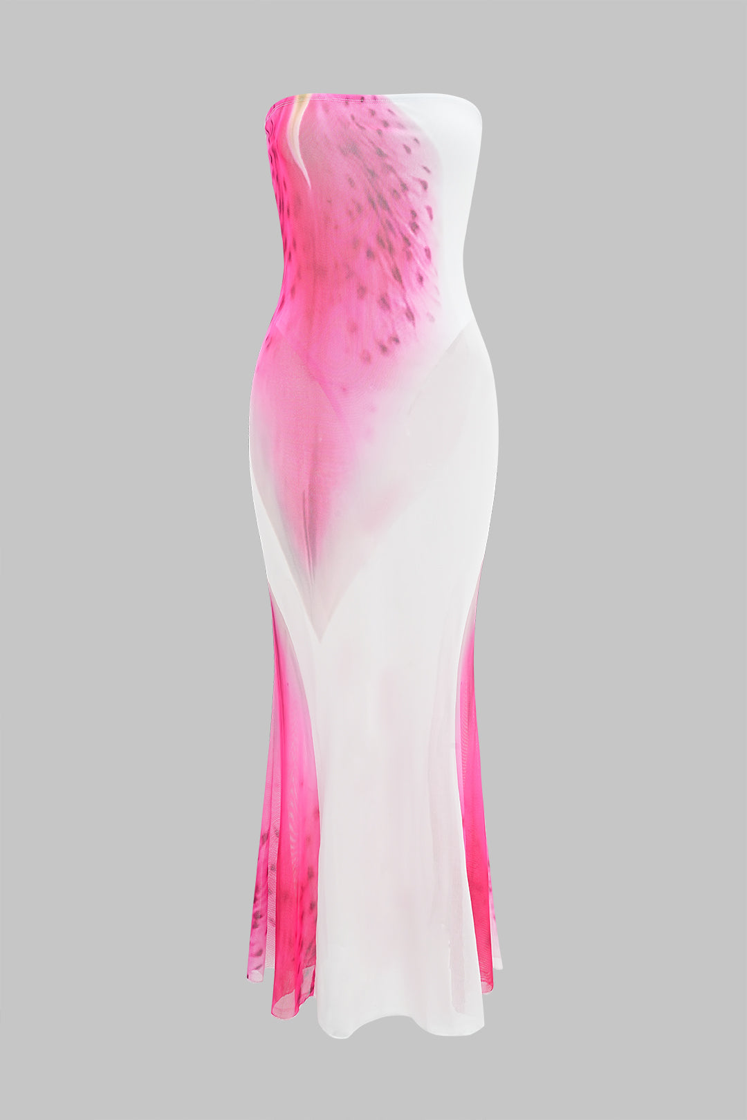 Çiçekli Kontrast Desenli Dantel Sıfır Kol Max Elbise