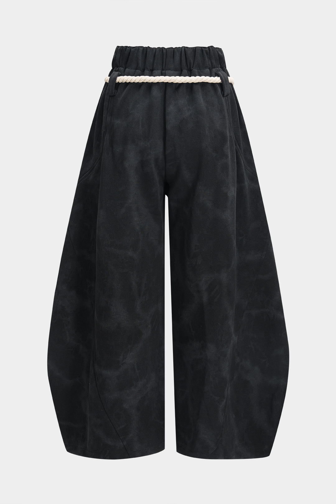 Mermer Tie Dye Baskılı Bağcıklı Geniş Paça Pantolonlar