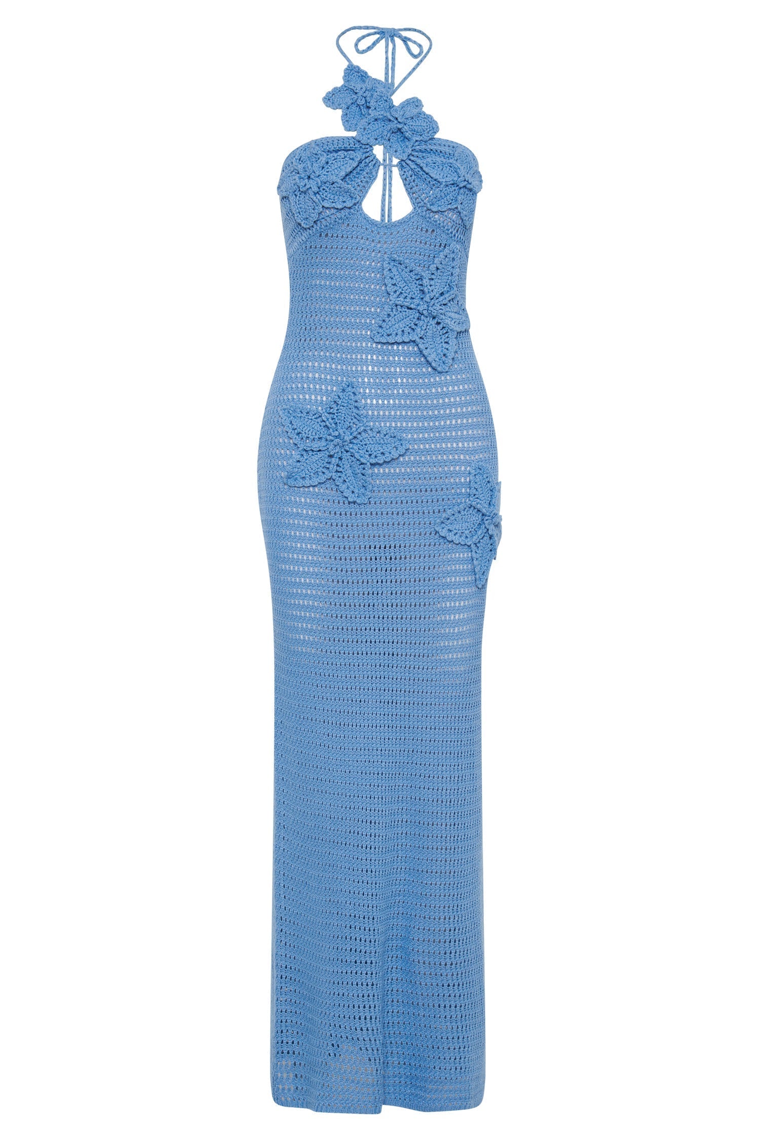 Olyssa Beverly Floral Aplike Tığ İşi Uzun Elbise