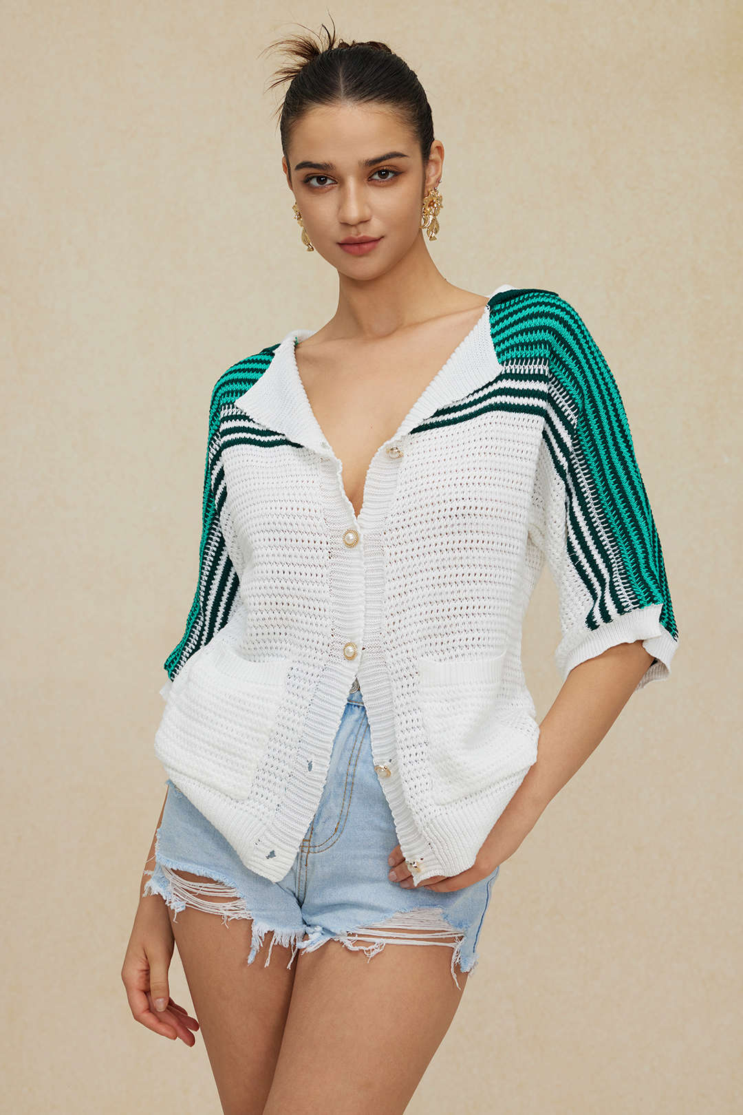 Kontrast Kroşe Kısa Kollu Üst