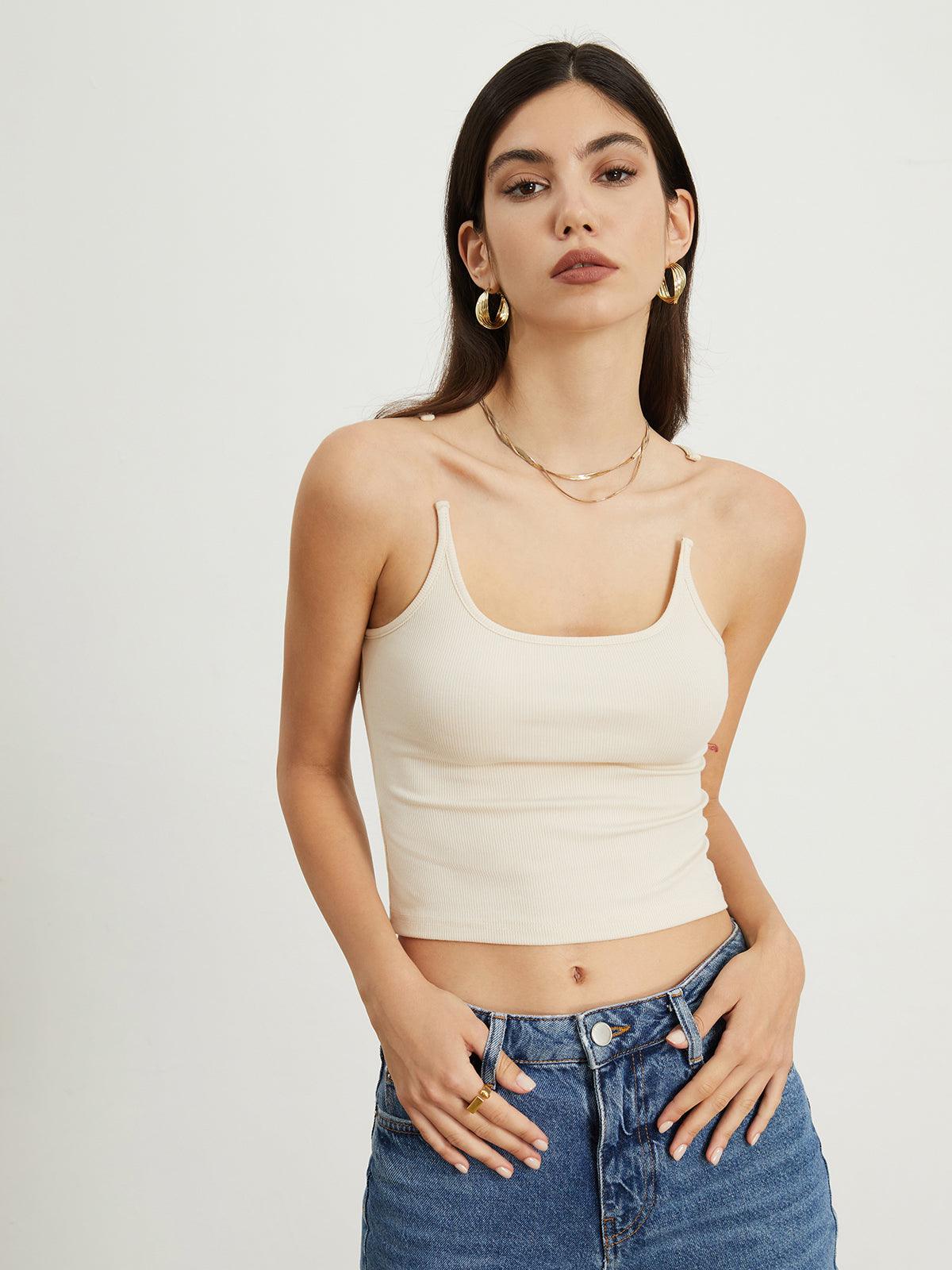 Minimal Siyah İnce Askılı Crop Bluz