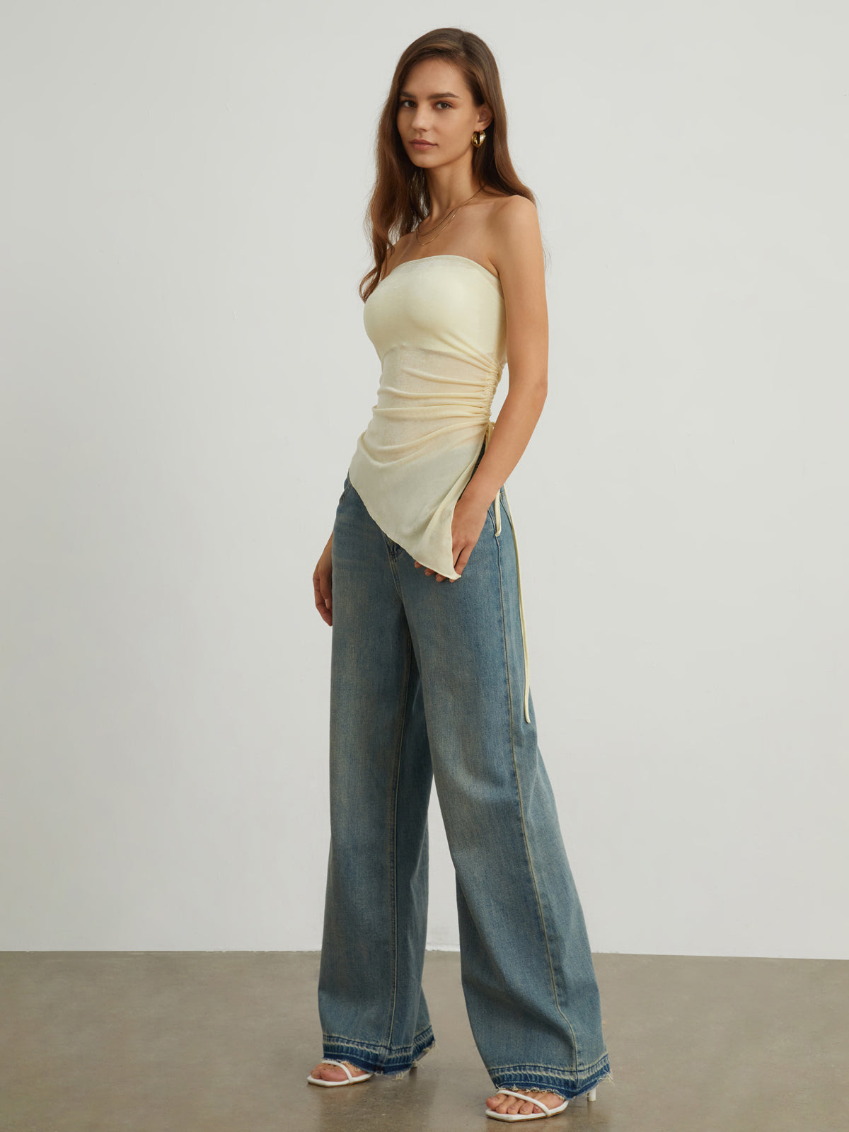 Şeffaf İpli Örgü Örtülü Tüp Üst