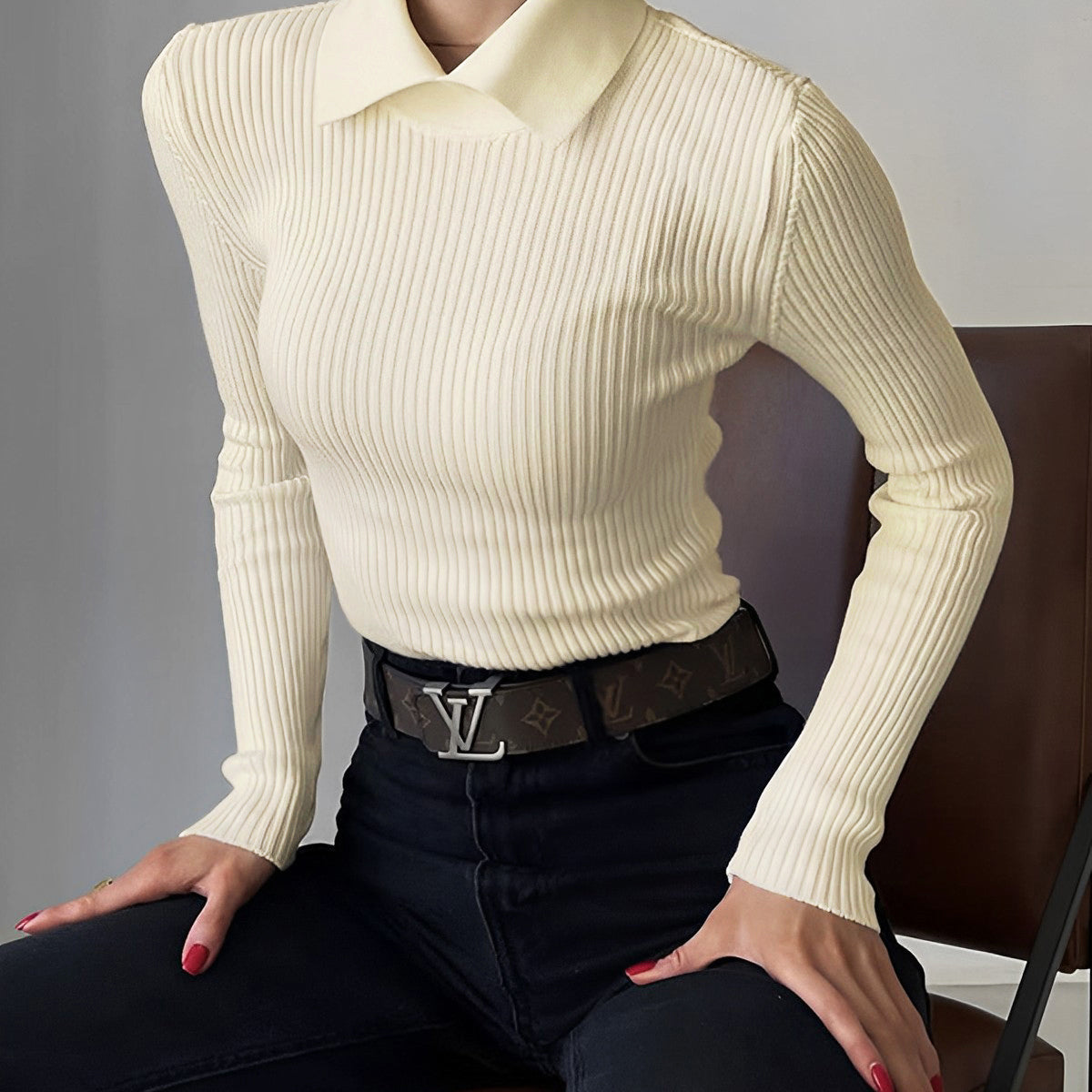 Vanilla Polo Uzun Kollu Örgü Üst