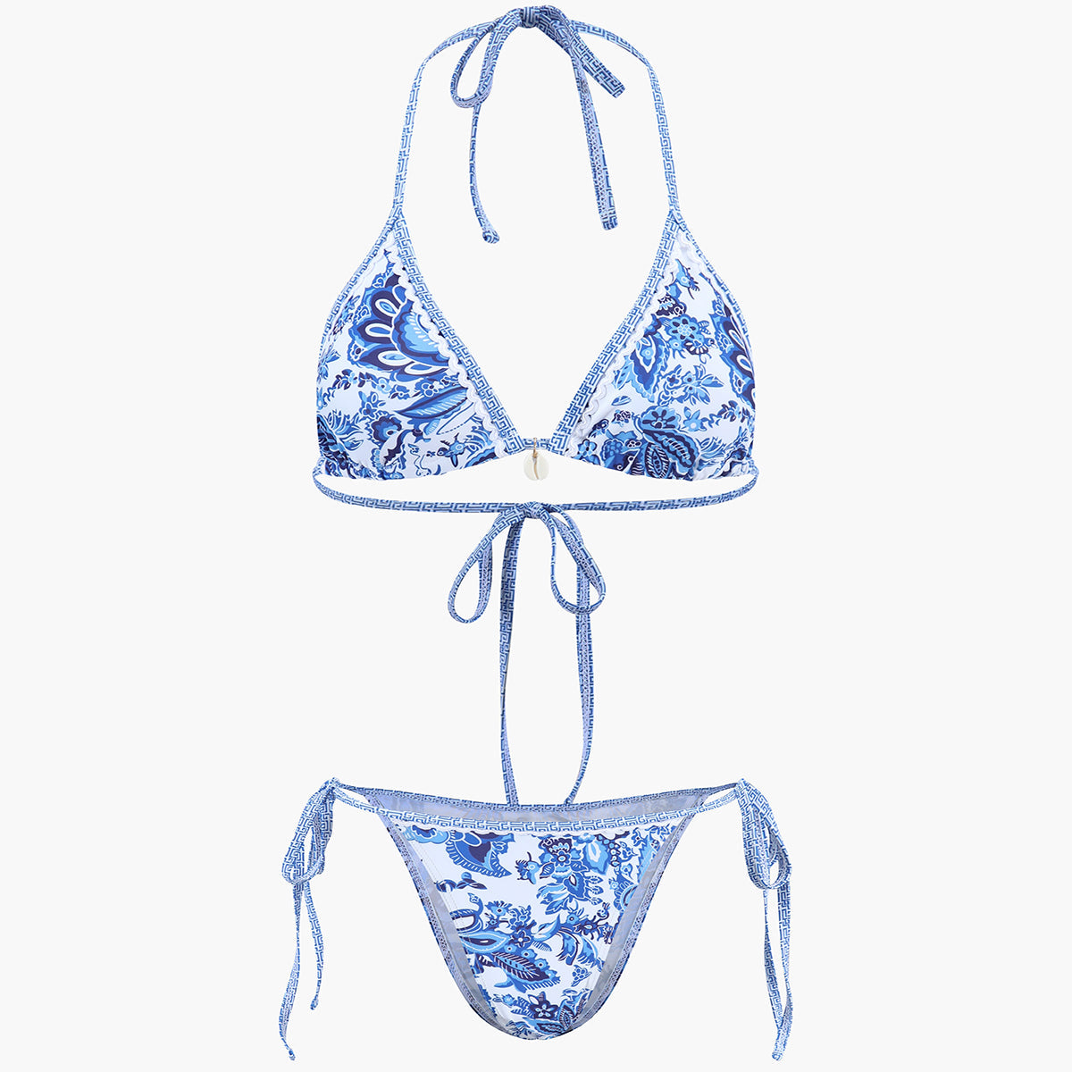 Baskılı Halter Bağlama Bikini Seti
