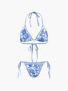 Baskılı Halter Bağlama Bikini Seti