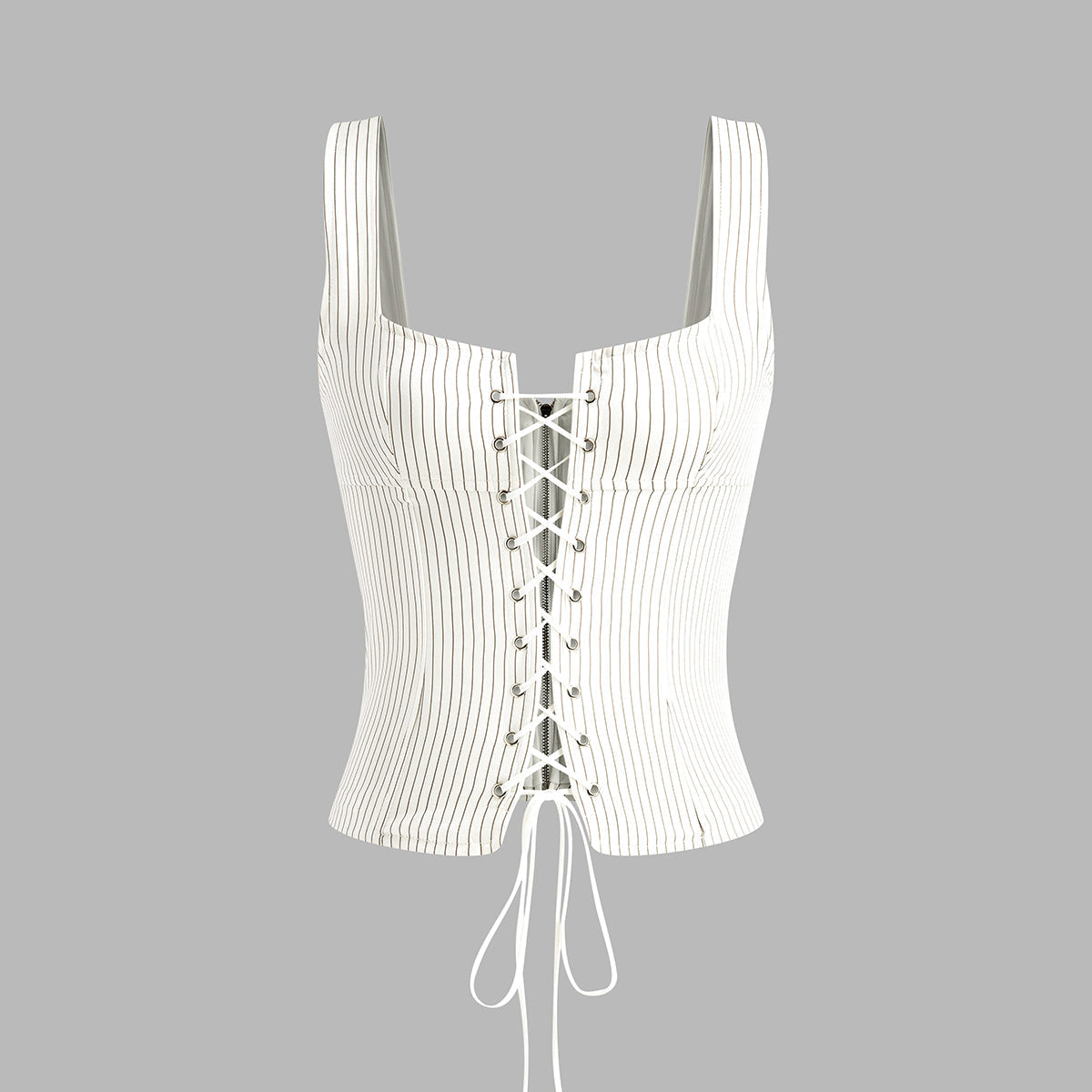 İnce Çizgili İpli ve Fermuarlı Atlet