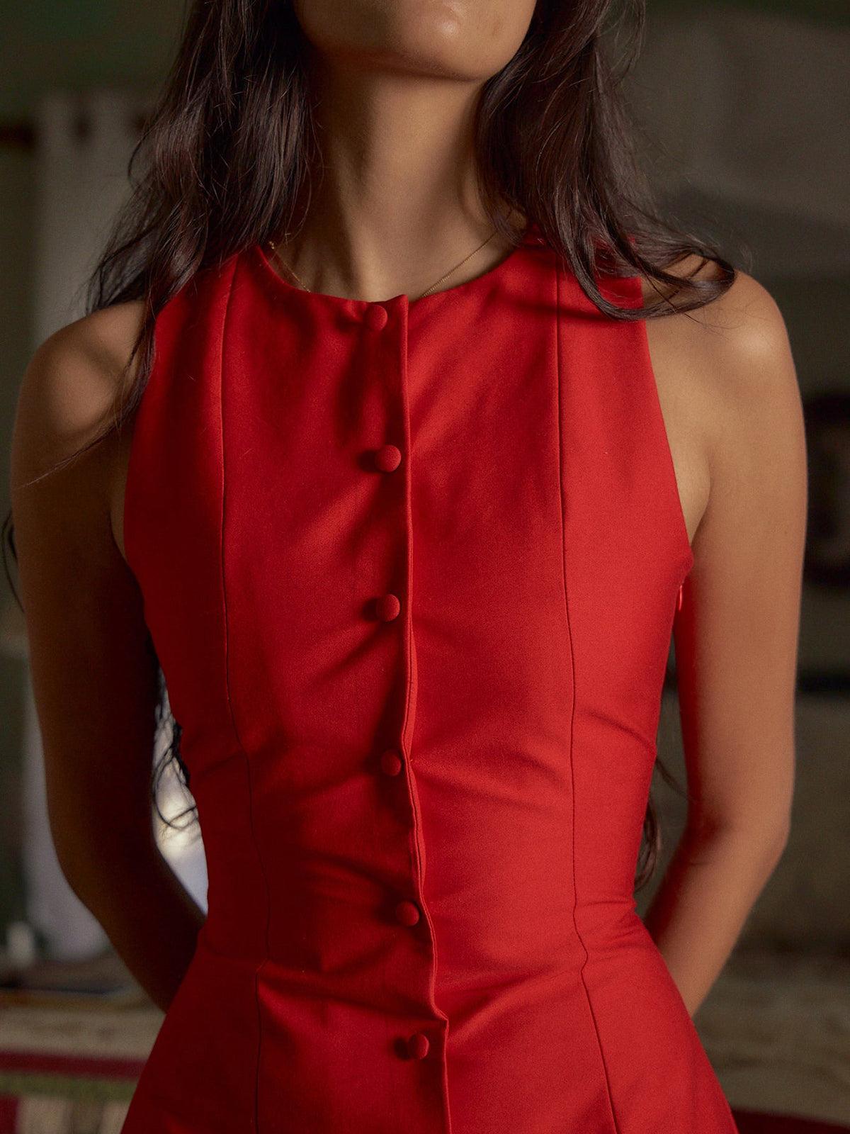 Olyssa Düğme Detaylı Mini Elbise