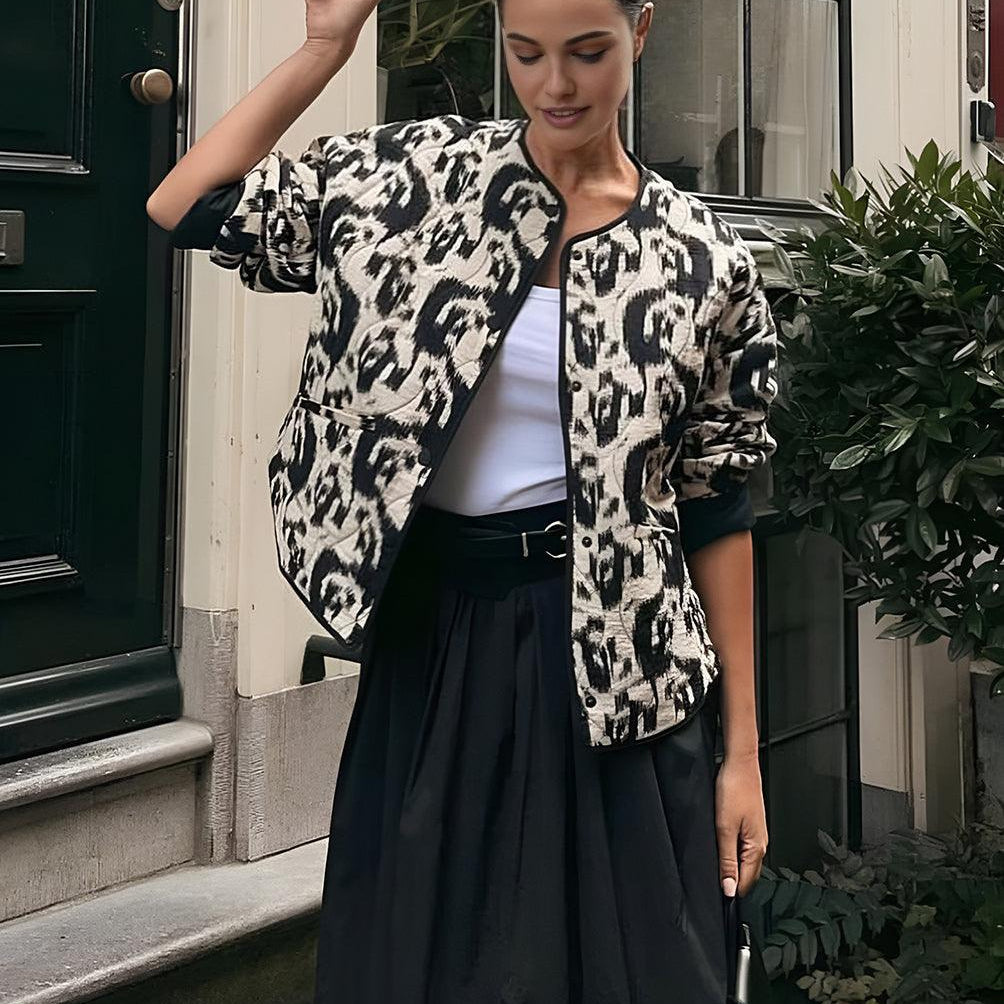 Leopard Desenli Şık Ceket