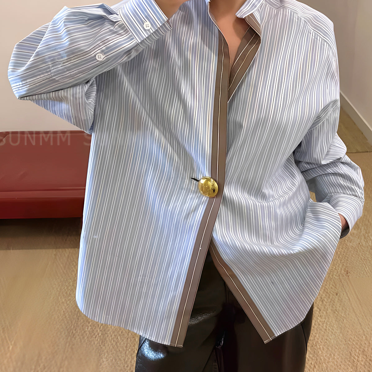 Pamuklu Kontrast Şeritli Çizgili Polo Tişört