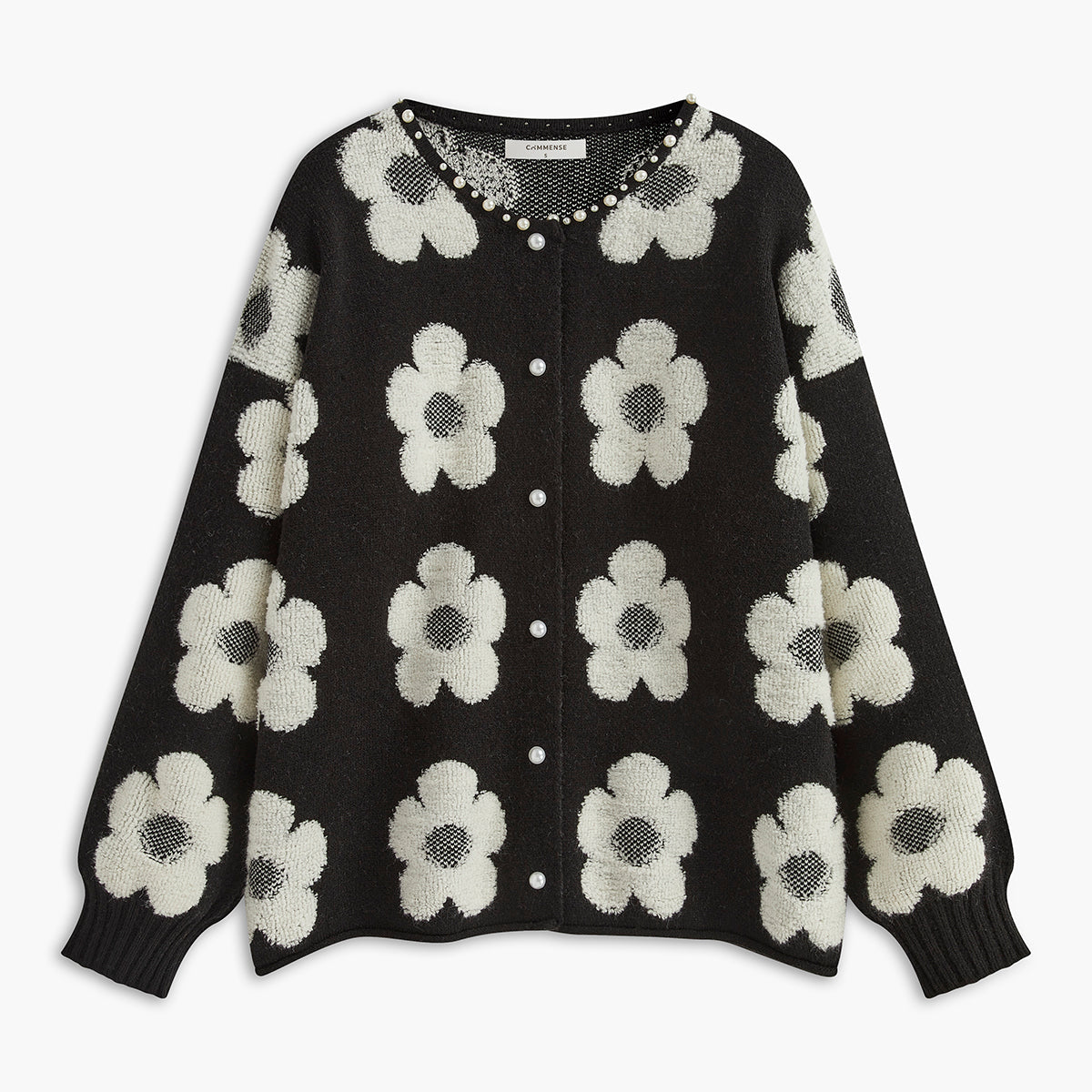 Boncuklu Çiçekli Hırka