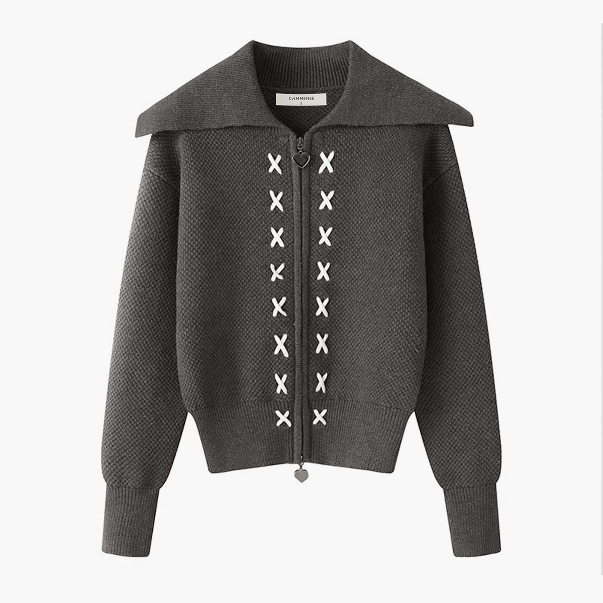 Denizci Yaka Çift Yönlü Fermuarlı Hırka